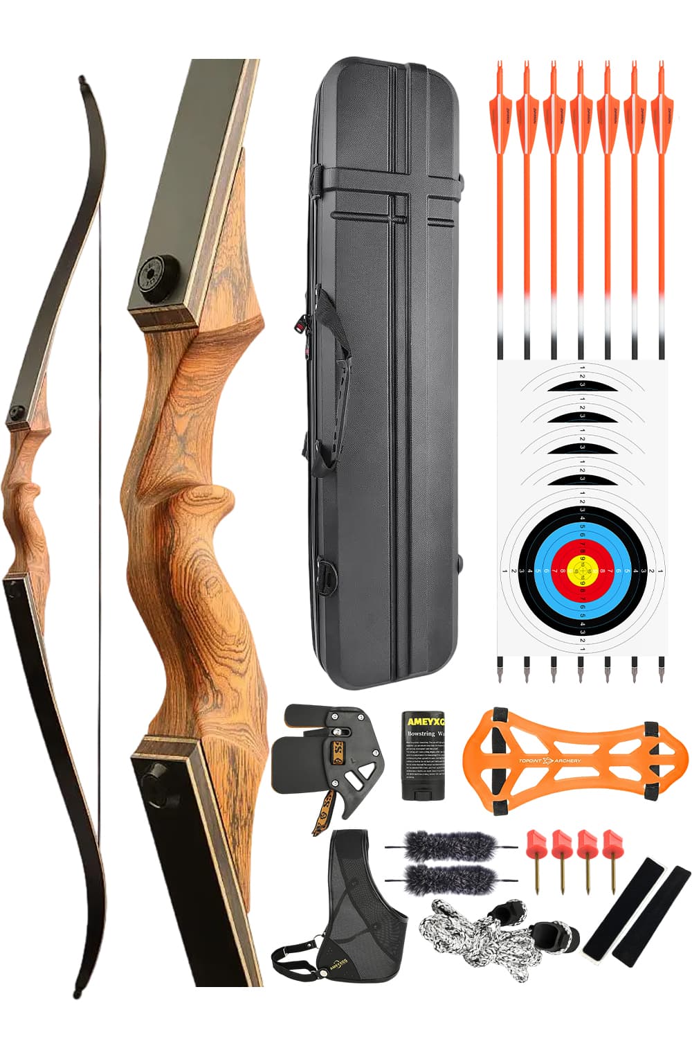 Black Hunter 60" 20-60Lbs RH LH Hunting Recurve Bow Set-Lokearchery