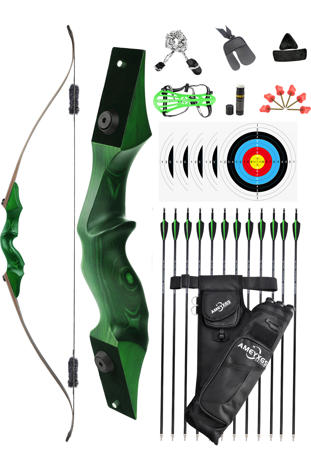 Black Hunter 20-60Lbs Hunting Archery Recurve Bow Set RH LH-Lokearchery