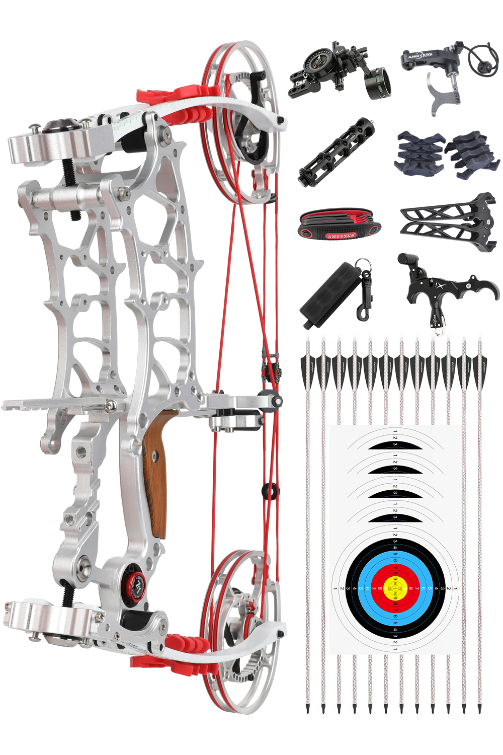 17" 30-75Lbs Steel Ball Compound Bow Archery Set RH LH-Lokearchery