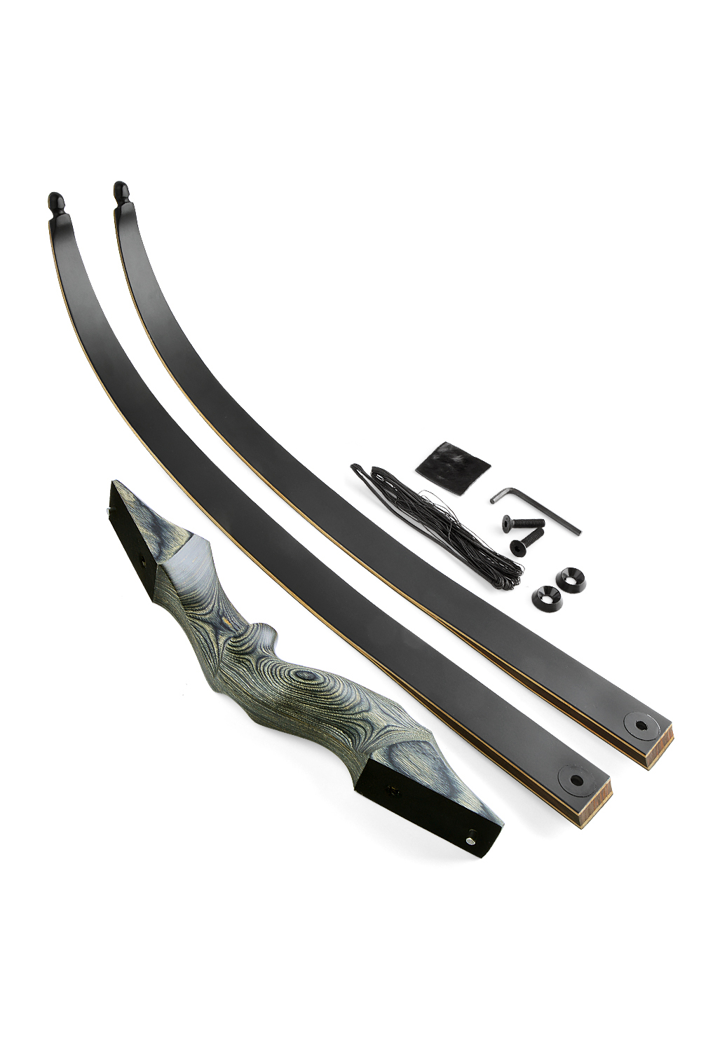 Black Hunter 30-60Lbs Gray 60" Hunting Recurve Bow Set