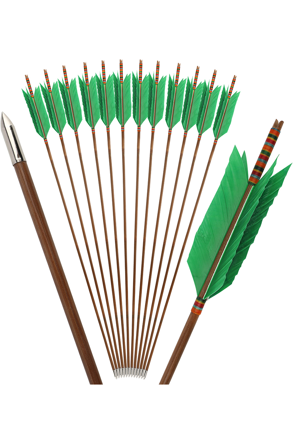Lokearchery Handmade Bamboo Arrows with 4" Turkey Feathers