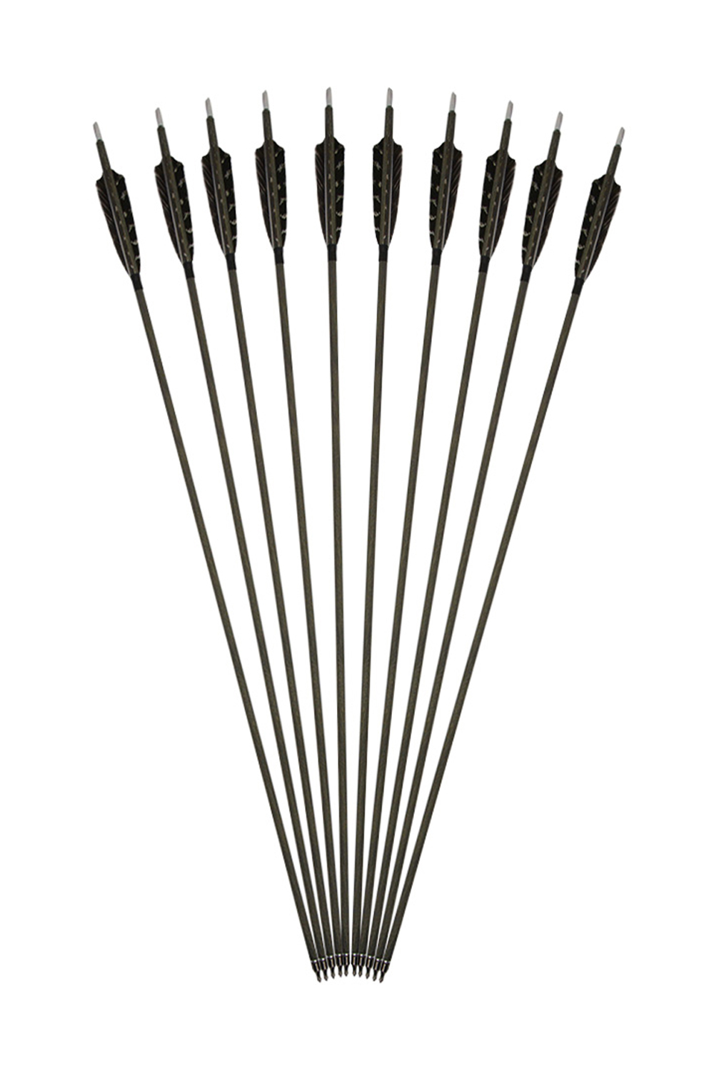 Wood Grain Carbon Arrows 350 Spine – Real Feathers for Precision