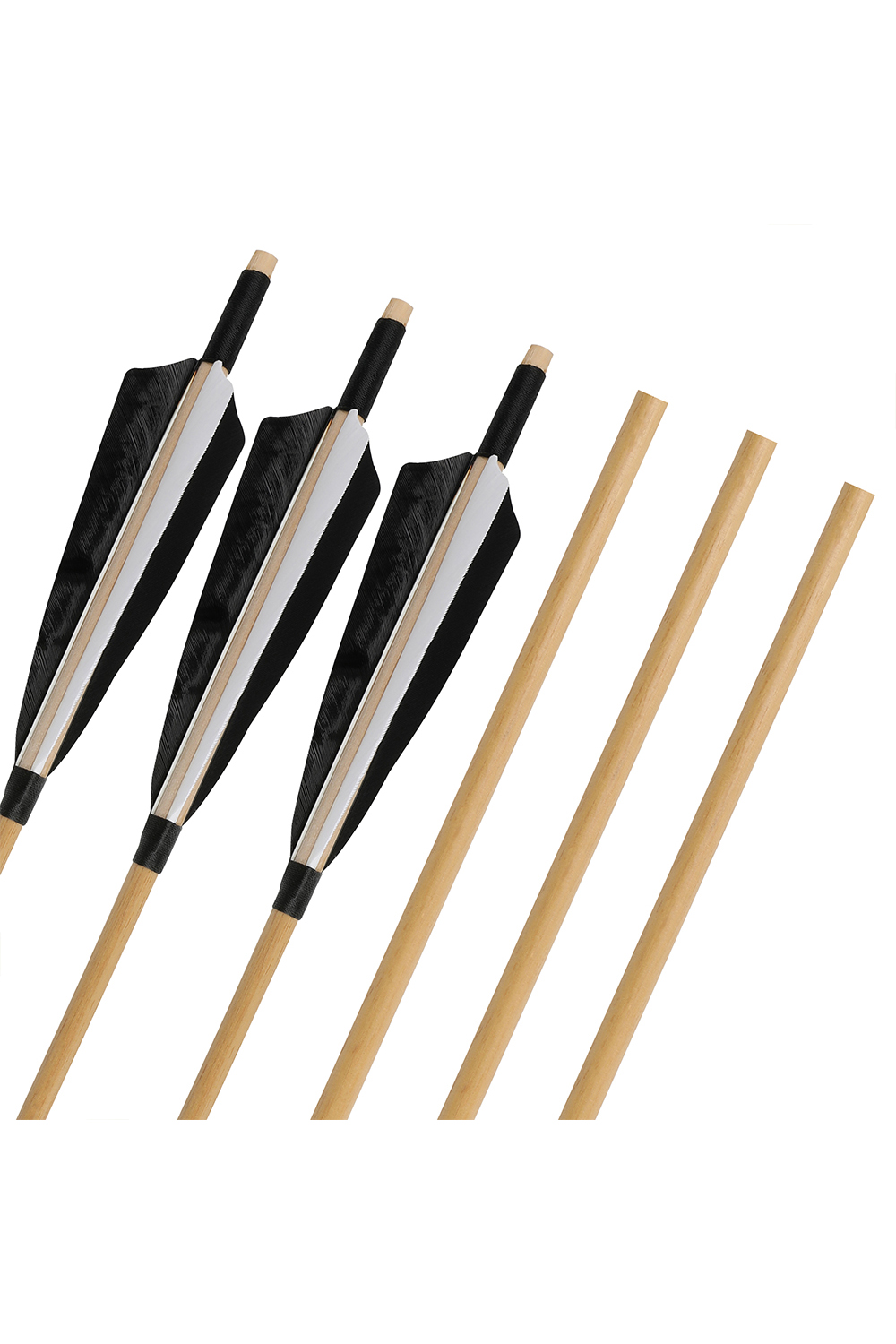 31" Arrow Shaft 5" Real Feather Wooden Arrow Shaft-Lokearchery