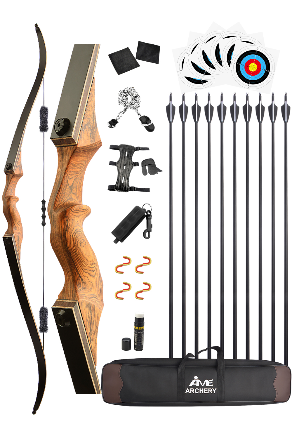 Black Hunter 20-60Lbs RH LH Hunting Recurve Bow Set-Lokearchery