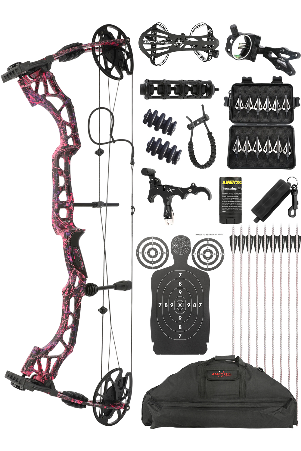 Kaimei Qin 35-70Lbs Archery Hunting Compound Bow Set-Lokearchery