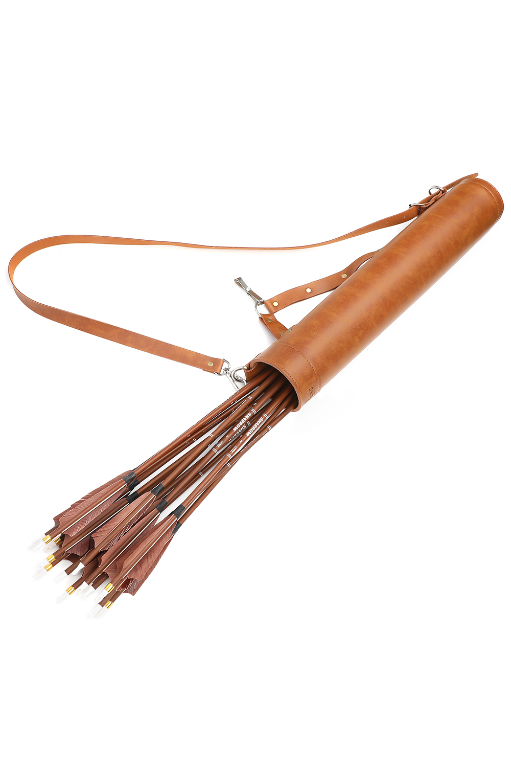 Leather Archery Quiver Adjustable Shoulder Back Waist Arrows Holder