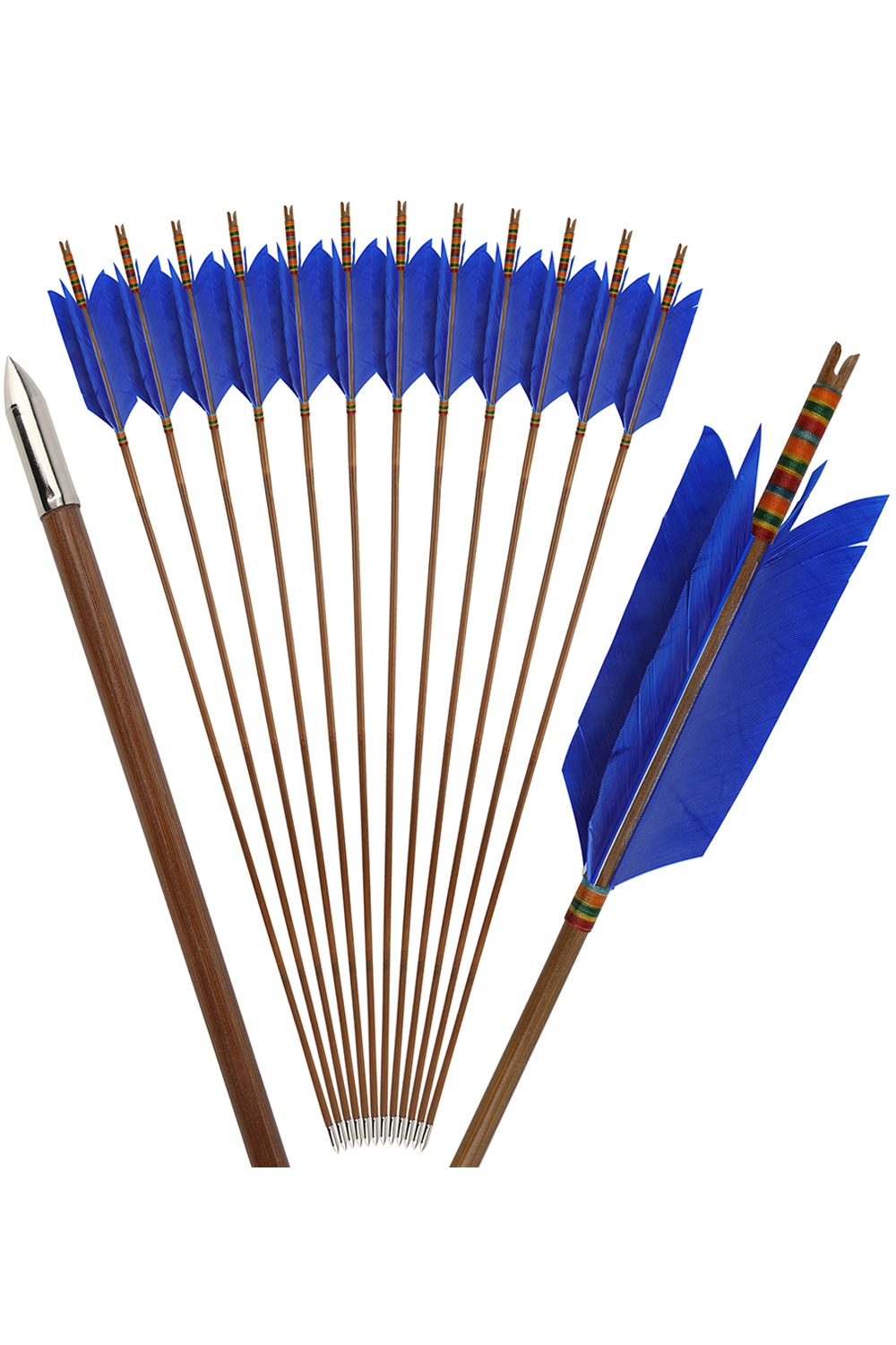 Lokearchery Handmade Bamboo Arrows with 4" Turkey Feathers
