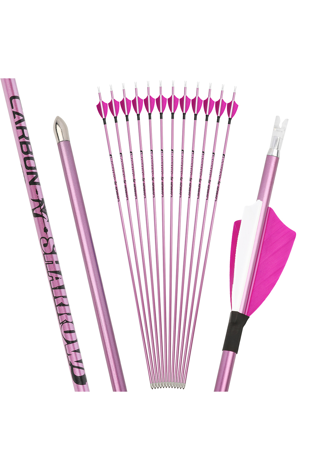 32" Sharrow ID4.2mm Shield Shape Pure Carbon Arrow-Lokearchery