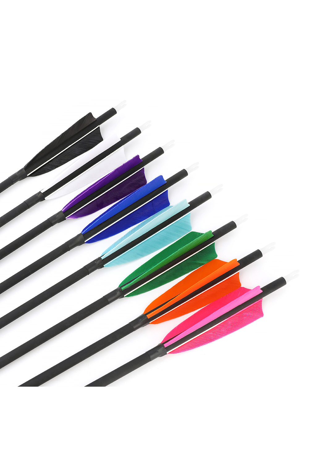 Flèches Carbone SHARROW 30/31 Pouces Spine 500 - Pour Arc Classique Et à Poulies, Pointes 100 Grains, Plumes Caoutchouc 3 Pouces - 7
