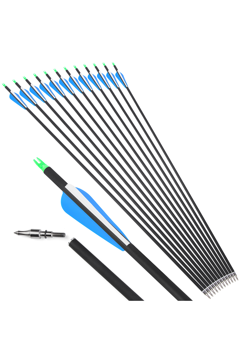 Lokearchery 30 inch 500 Spine Carbon Arrows for Hunting and Training