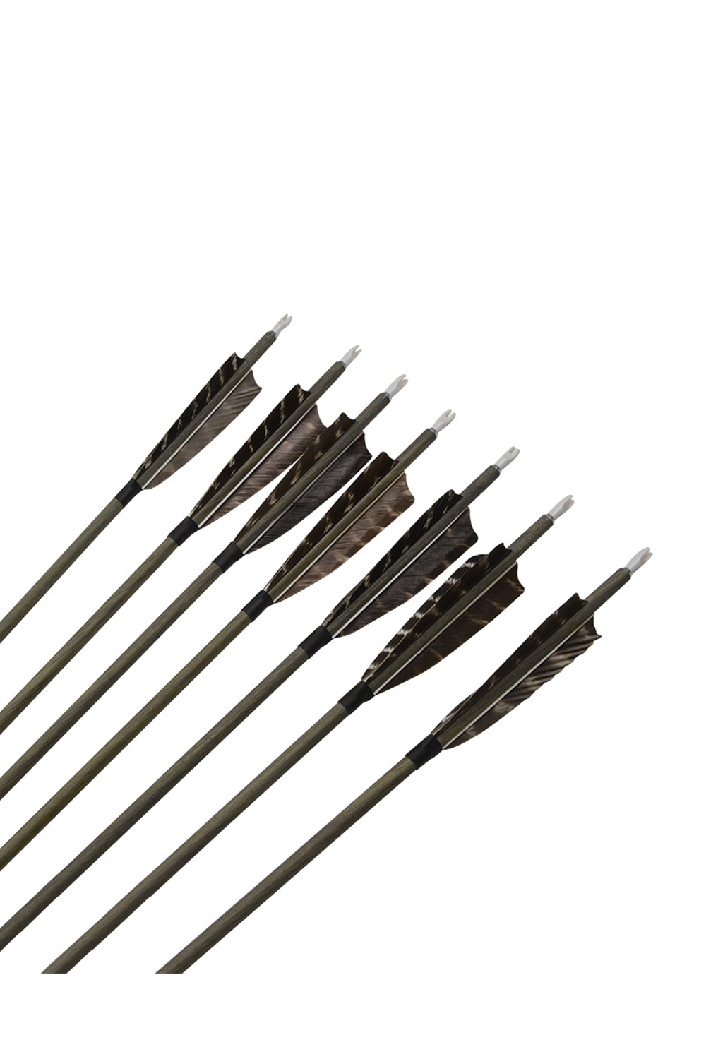 Wood Grain Carbon Arrows 350 Spine – Real Feathers for Precision