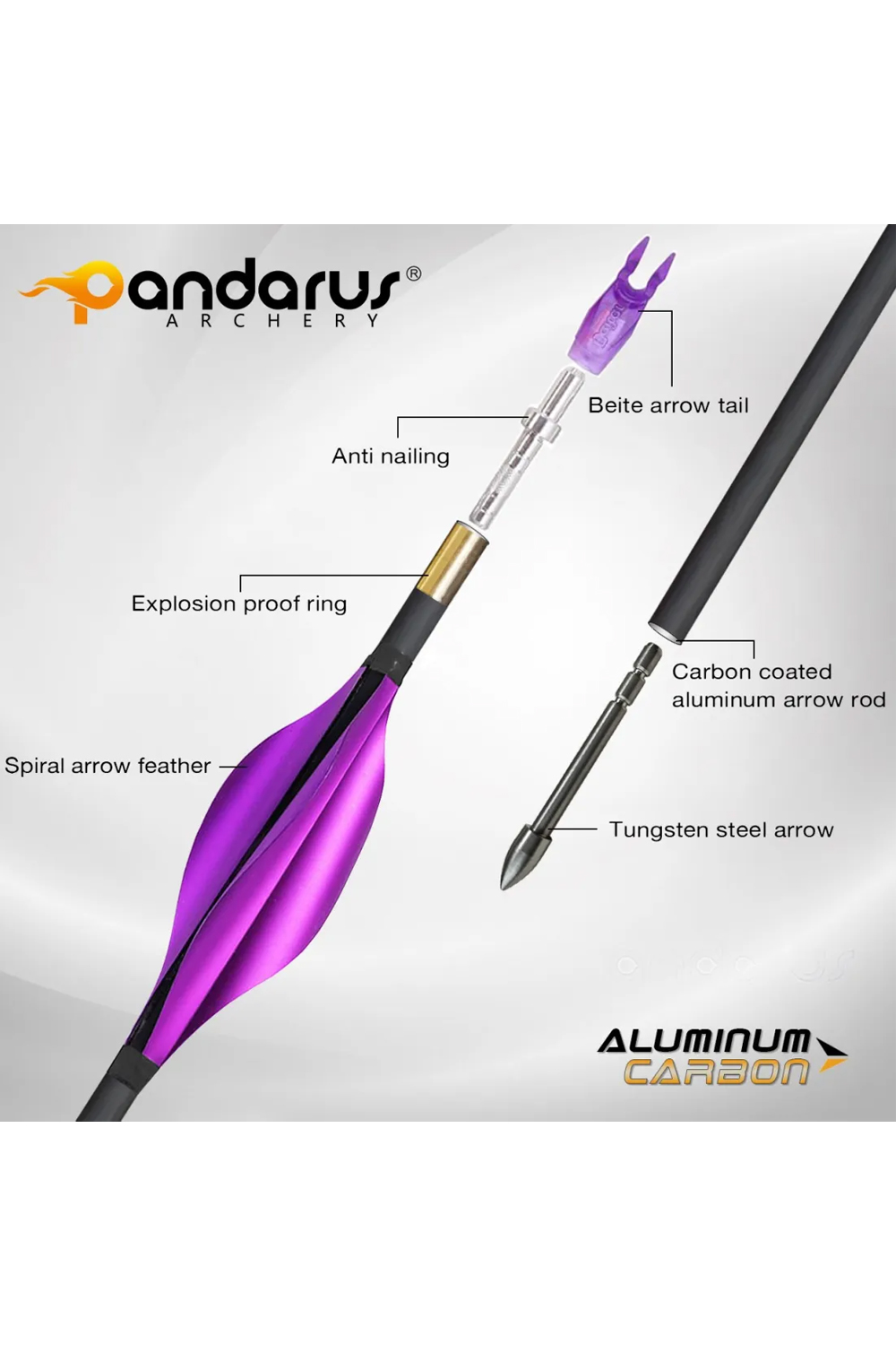 Arrows Pandarus CA-320 ID3.2mm Carbon Aluminum Arrow（12Pcs）