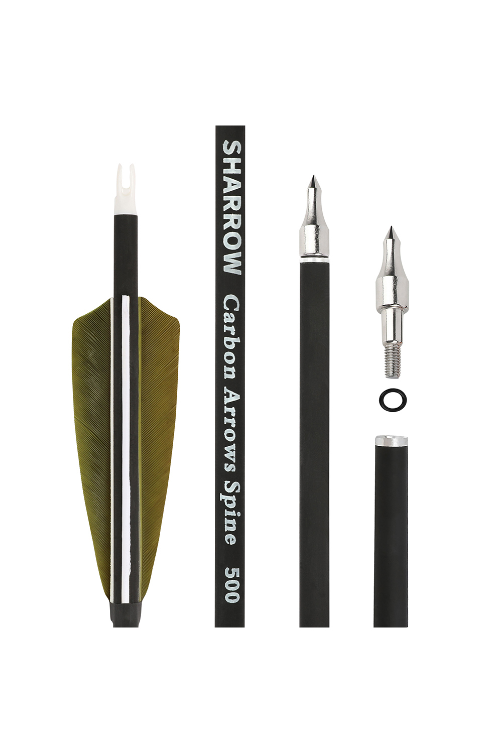 Sharrow 30 inch Real Feather 500 Spine Hunting Carbon Arrows