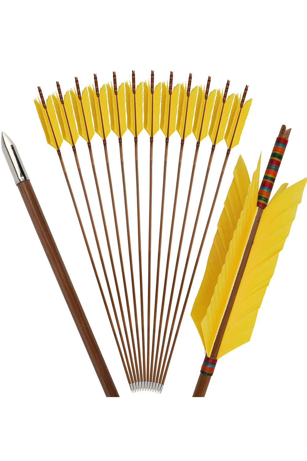 Lokearchery Handmade Bamboo Arrows with 4" Turkey Feathers