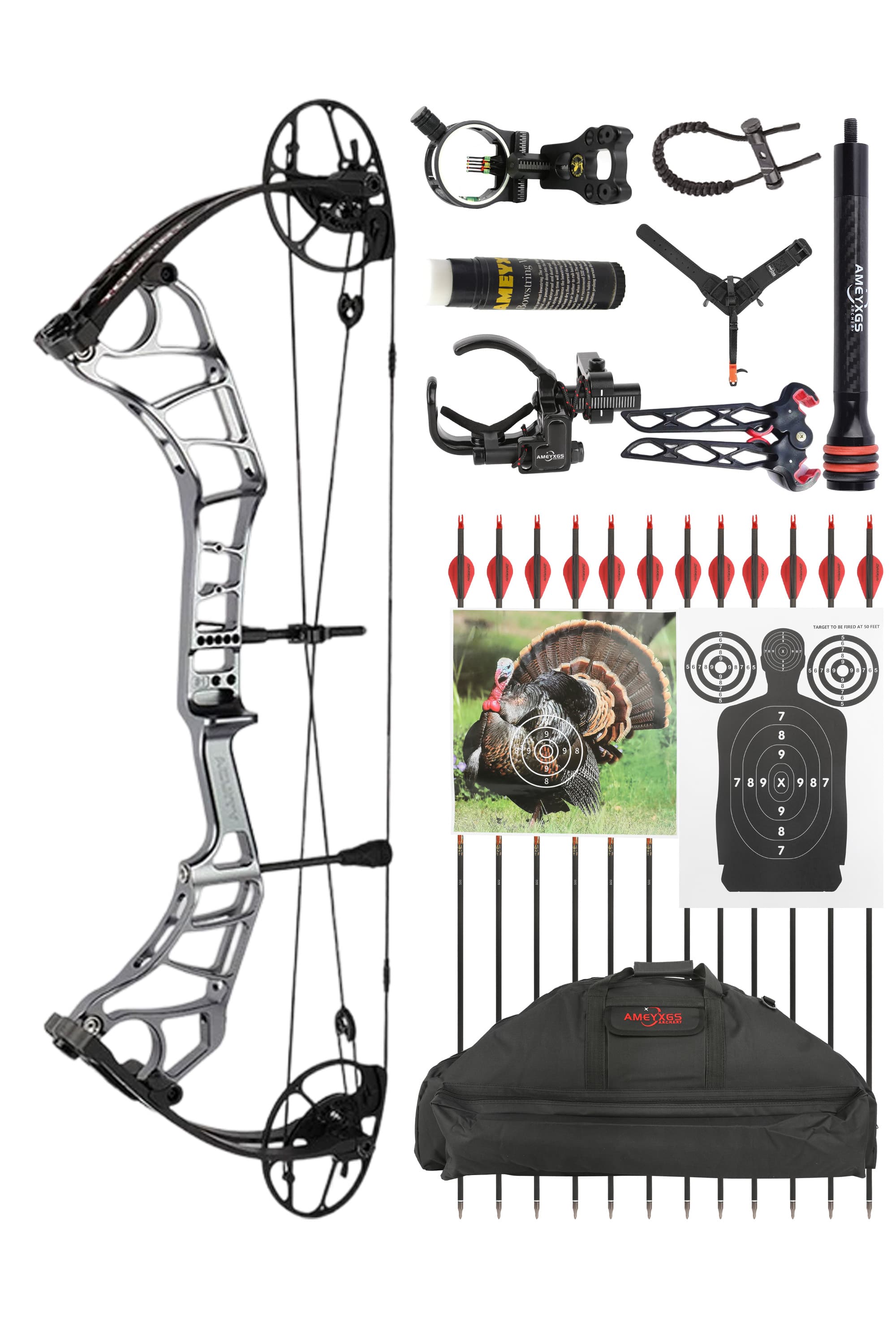 50-60lbs Compound Bow Set IBO 344FPS Archery Target