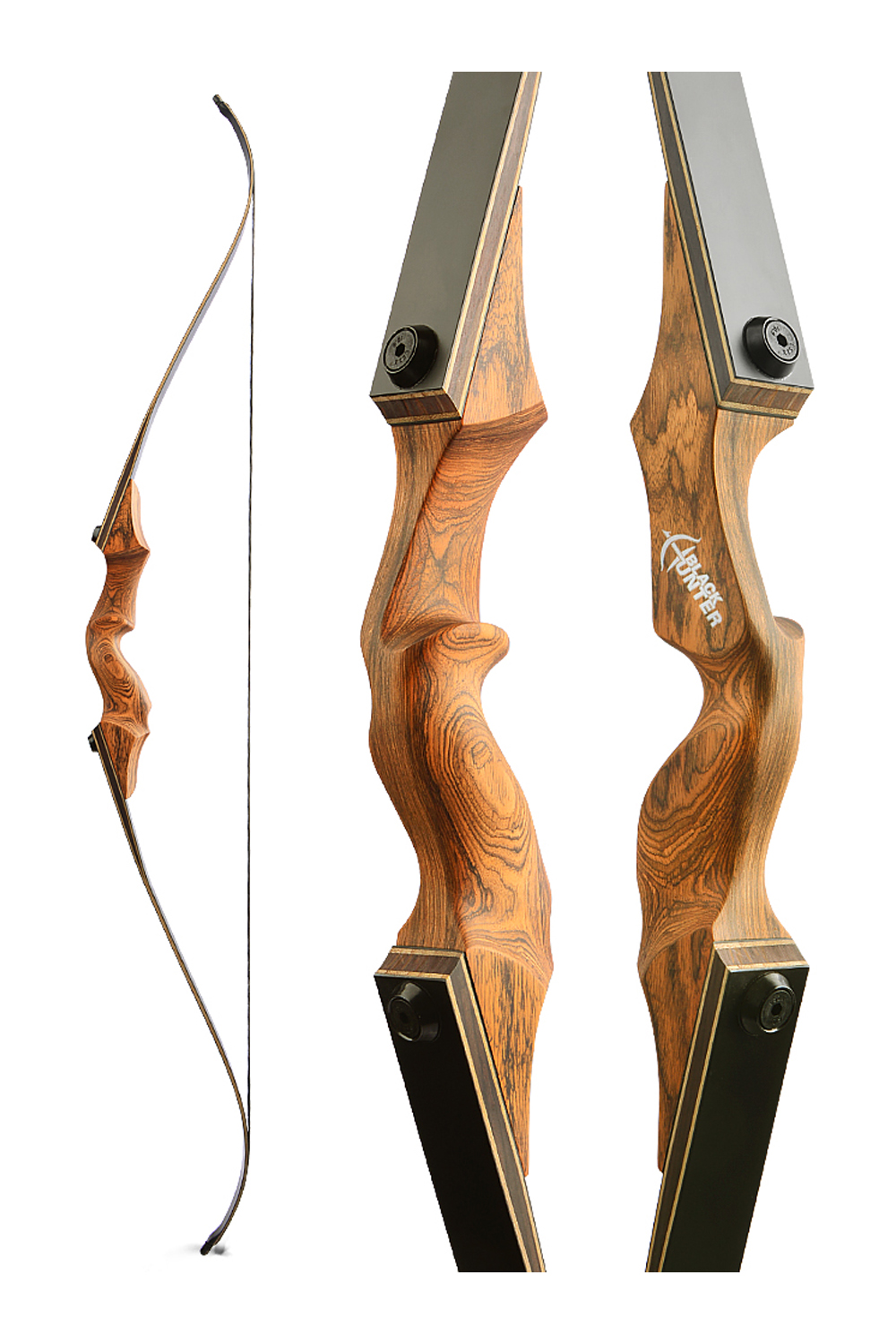 Black Hunter 60" Takedown Longbow 20-60Lbs Hunting Recurve Bow Set