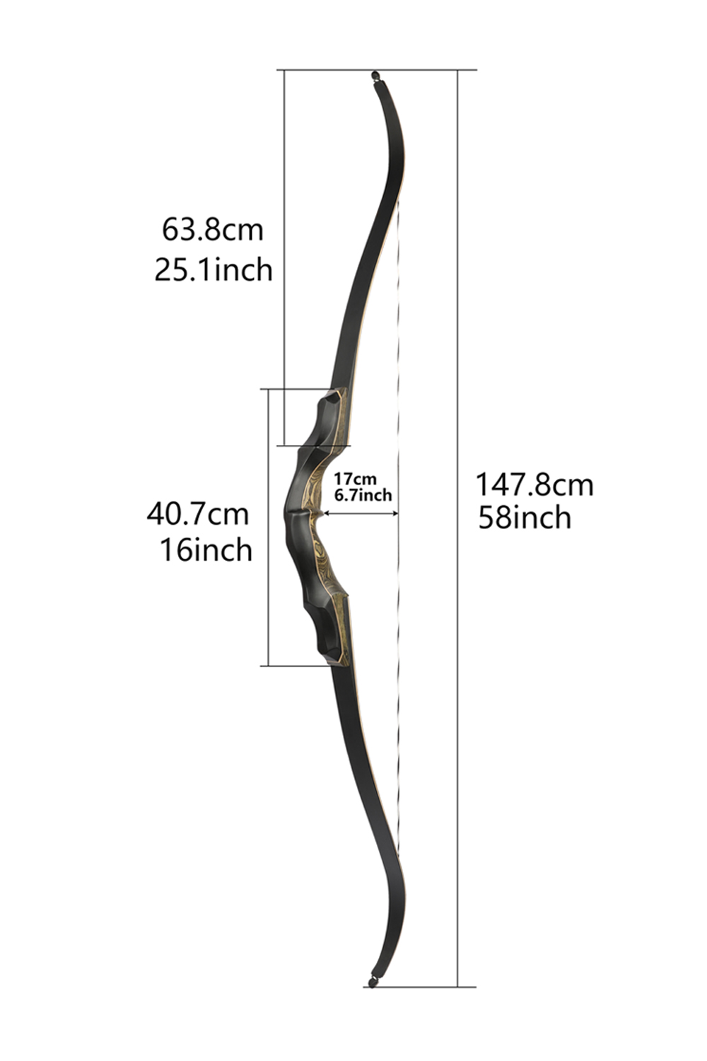 62" Takedown Wooden Recurve Bow 20–60lbs for Hunting & Training
