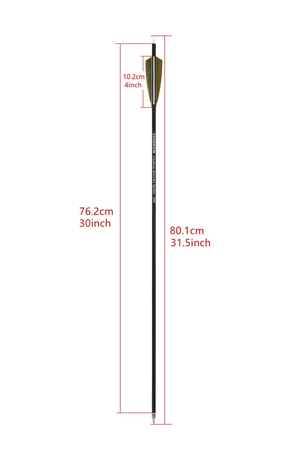 Sharrow 30 inch Real Feather 500 Spine Hunting Carbon Arrows
