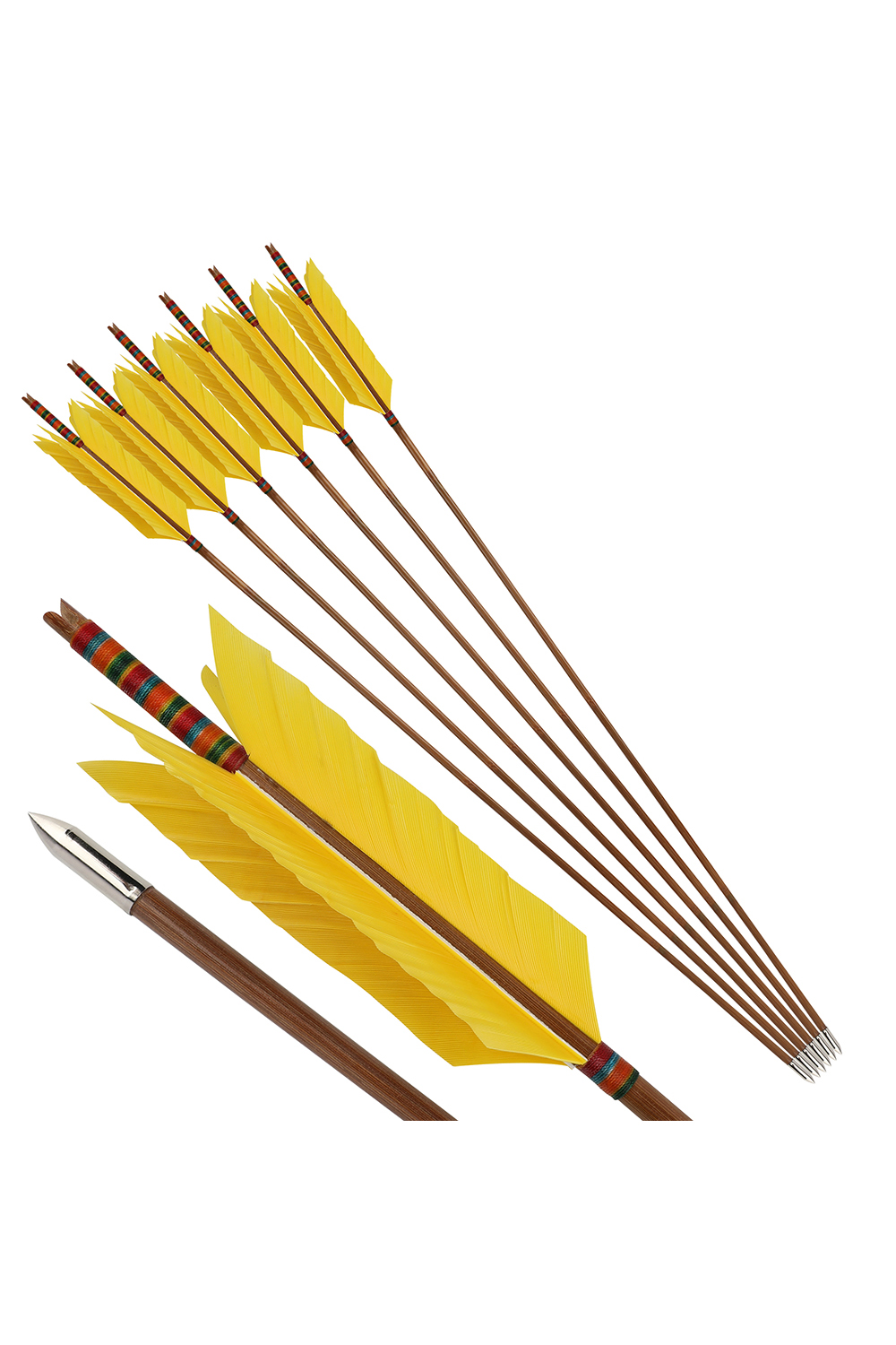 Lokearchery Handmade Bamboo Arrows with 4" Turkey Feathers