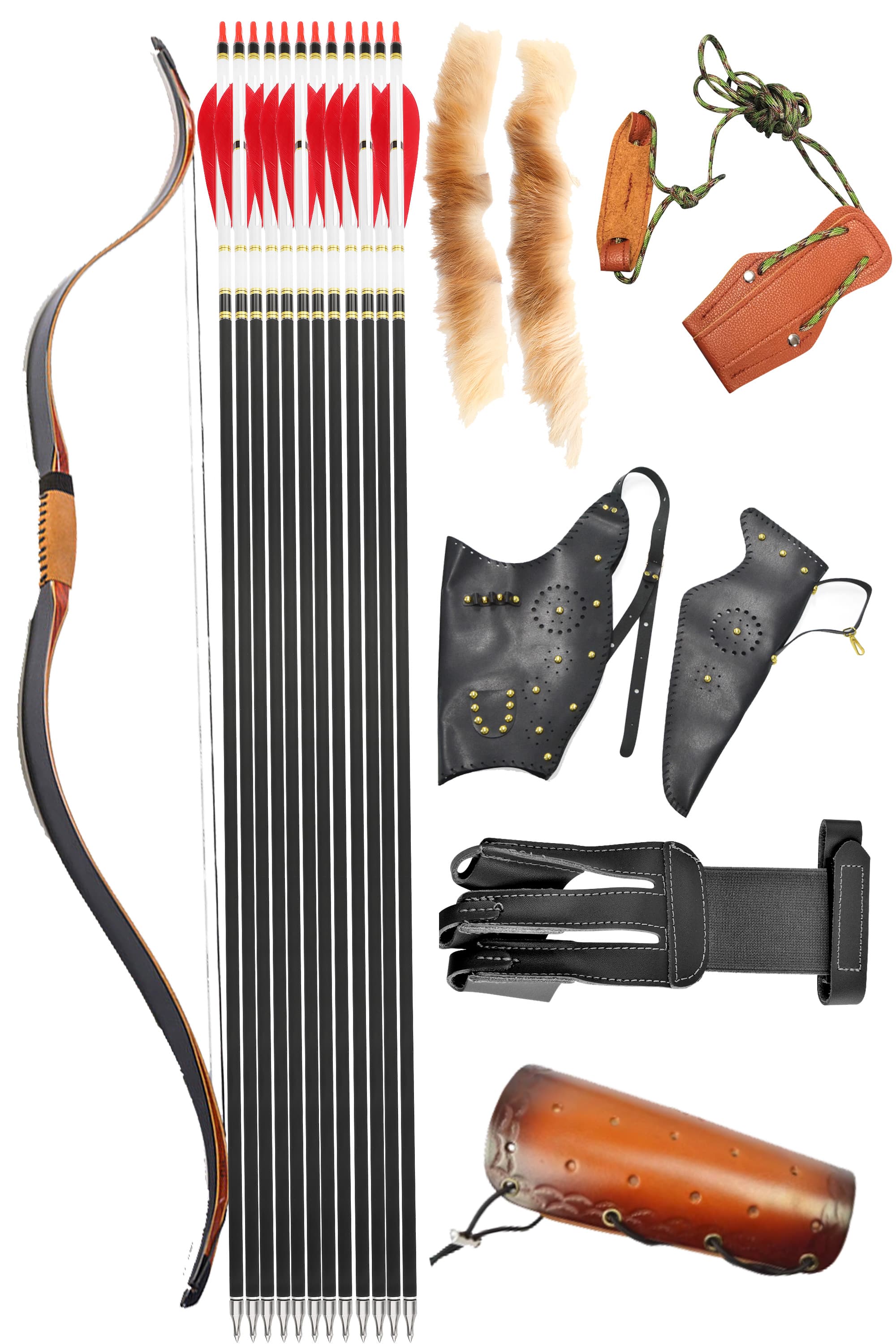 AF Traditional Hunting Recurve Bow One-piece 20-50lbs