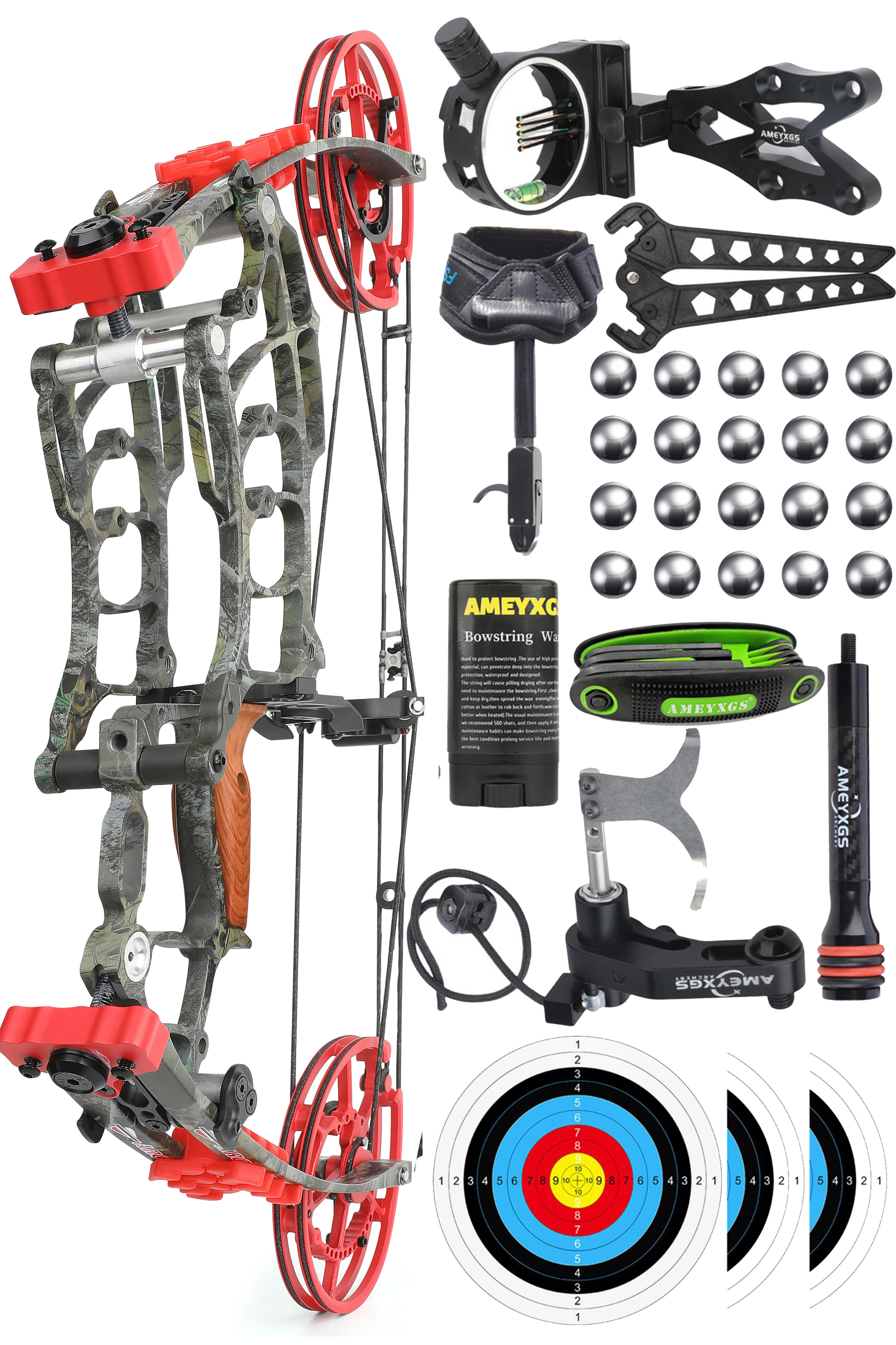 LOKE Archery 30-70Lbs CNC Ball Bearing Dual-Purpose Compound Bow Set