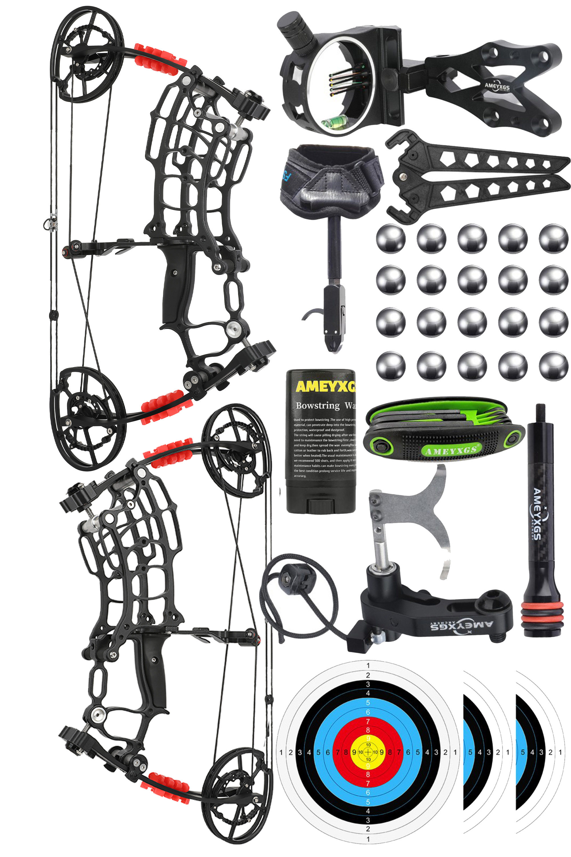 LOKE Archery 30-70Lbs CNC Ball Bearing Dual-Purpose Compound Bow Set