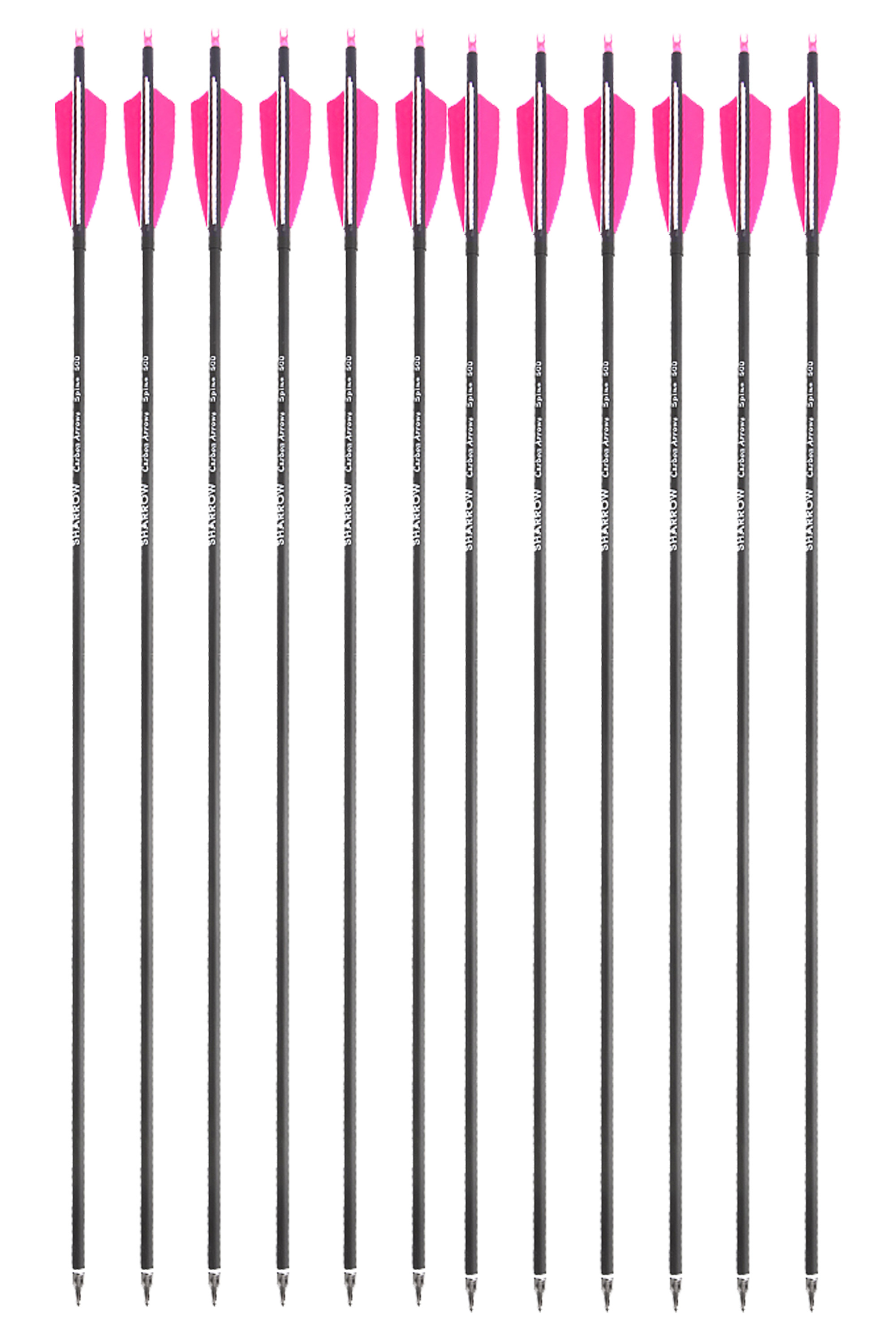Mixed Carbon Arrows Green Jade Heads Pink White Orange Feathers