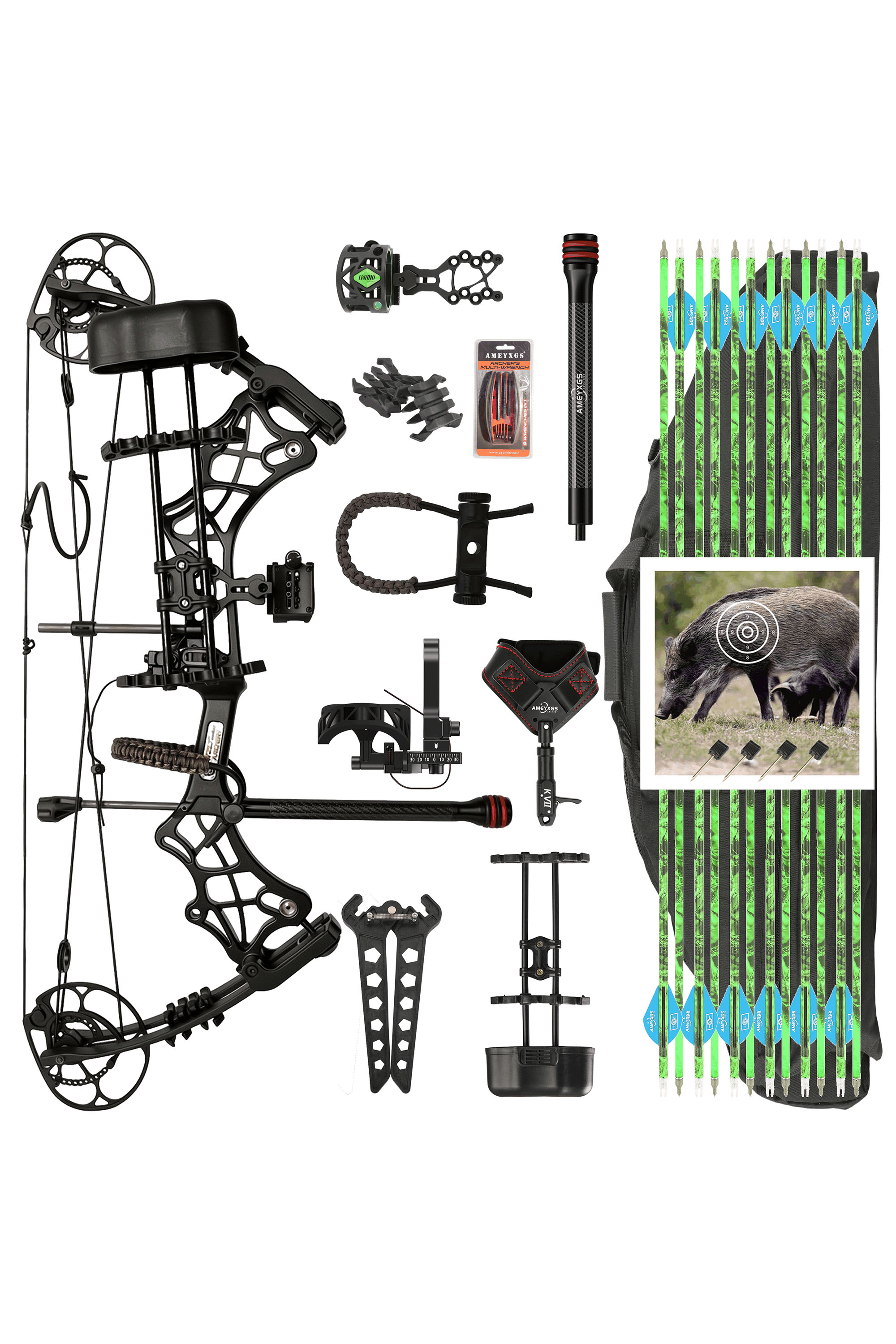 Compound Bow Archery 40-70lbs 80% let off 330fps
