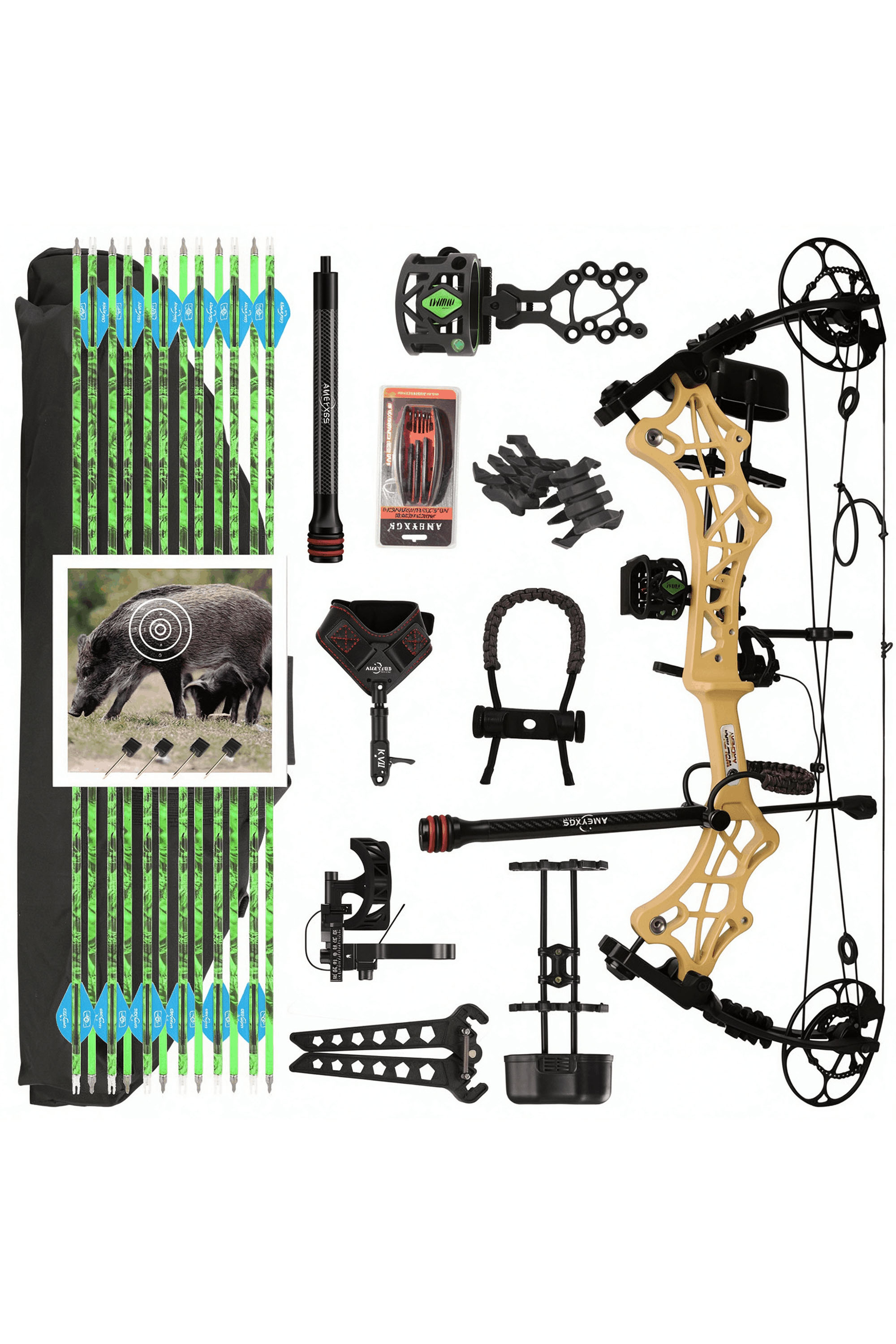 Compound Bow Archery 40-70lbs 80% let off 330fps