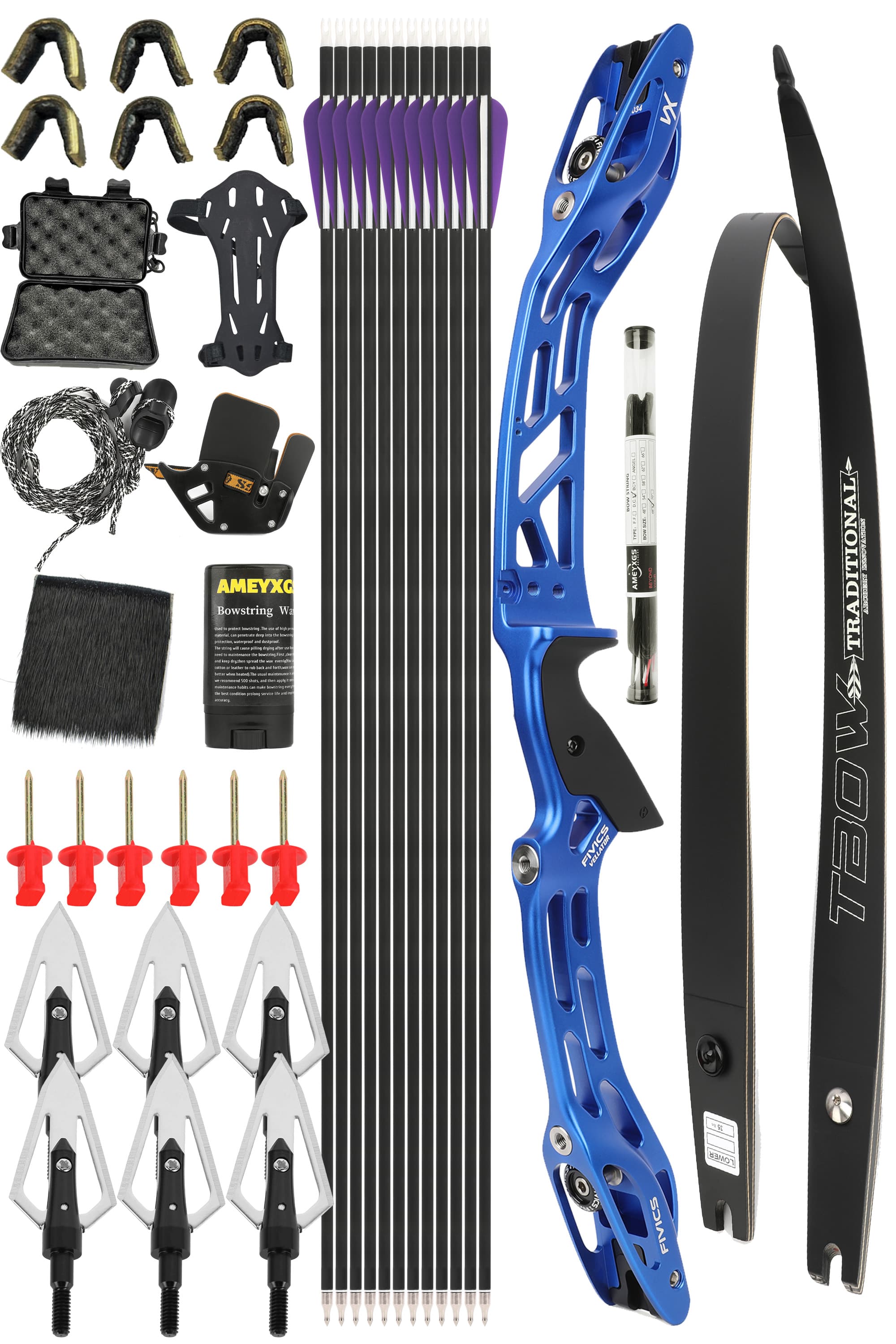 FIVICS Takedown Recurve Bow Kit 20-65bs  Shooting Archery Target