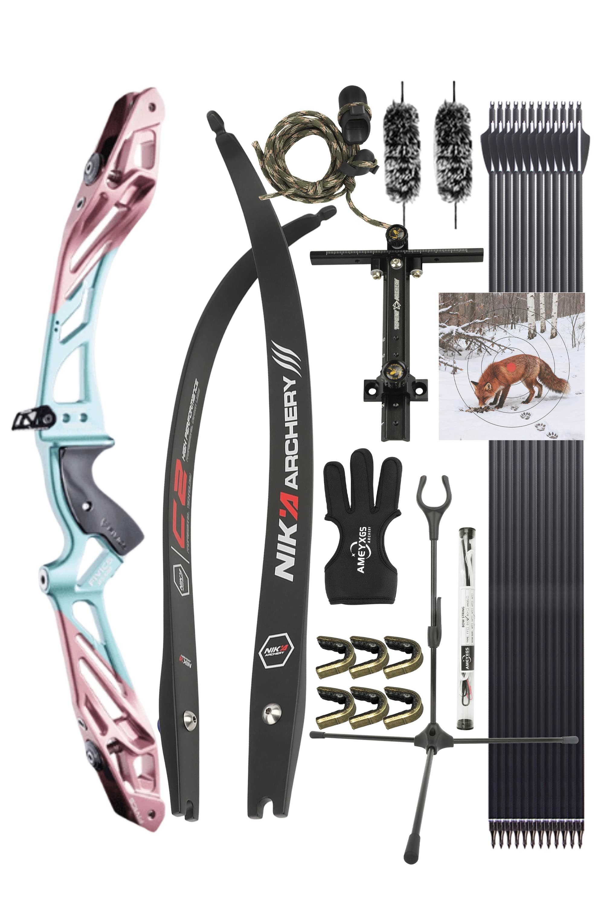 FIVICS Takedown Recurve Bow Kit  30-50bs  Shooting Archery Target