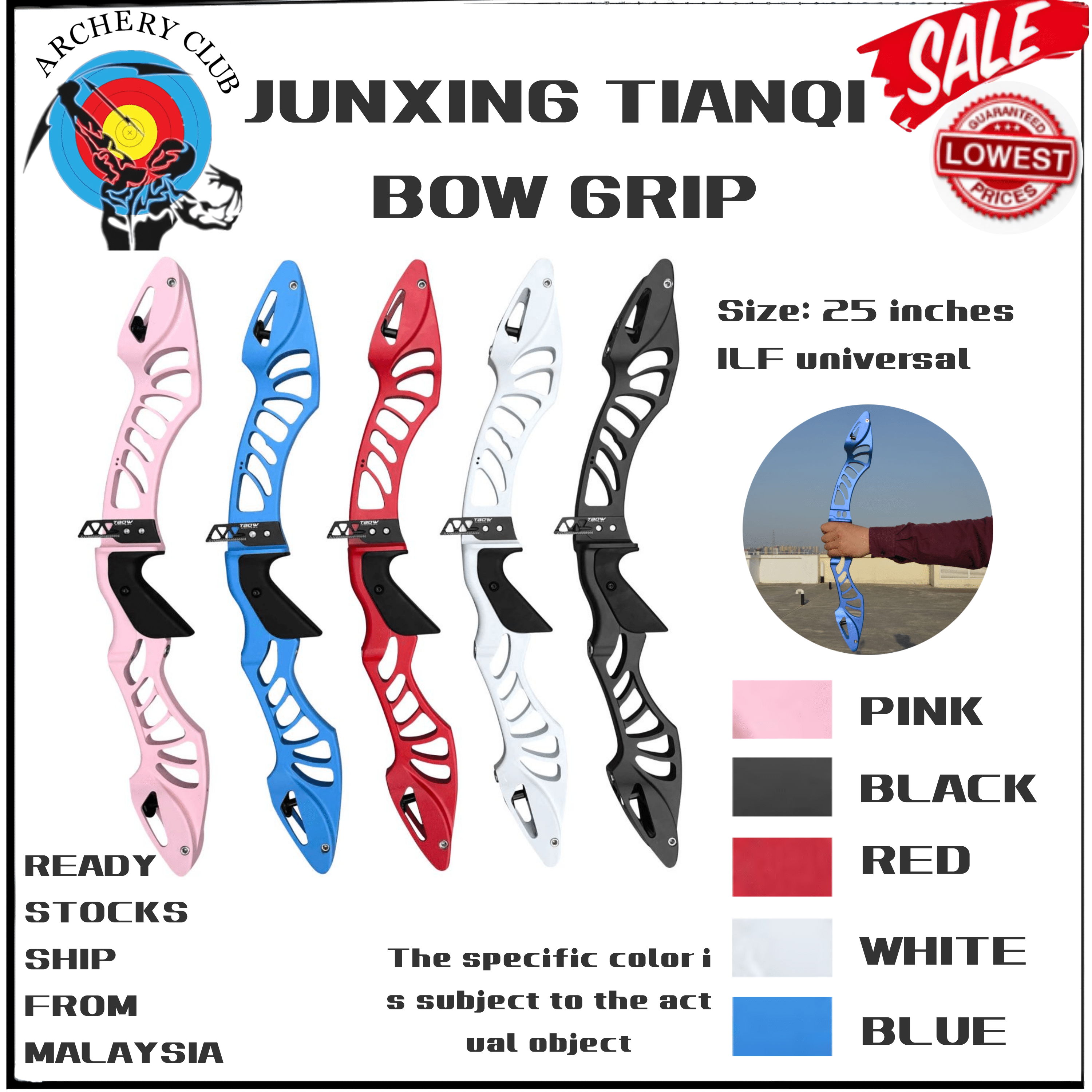 【Delivery Locally】JUNXING Archery Metal Recurve Bow Grip ILF 25iNCH