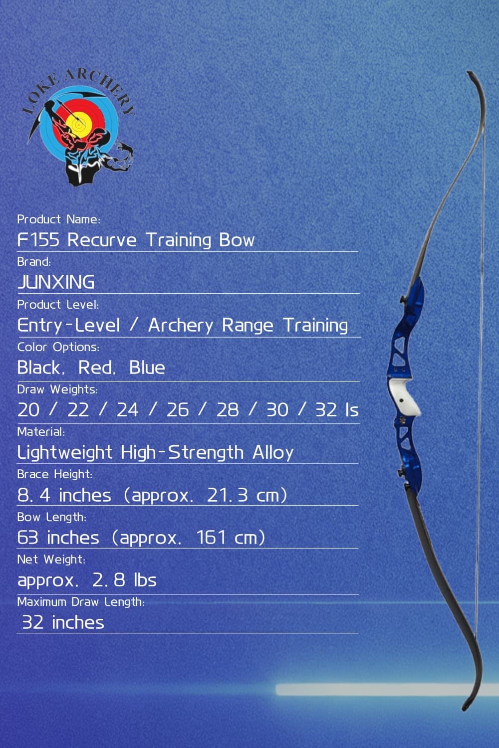 Junxing F155 16-4-Lbs Target Recurve Bow LH&RH