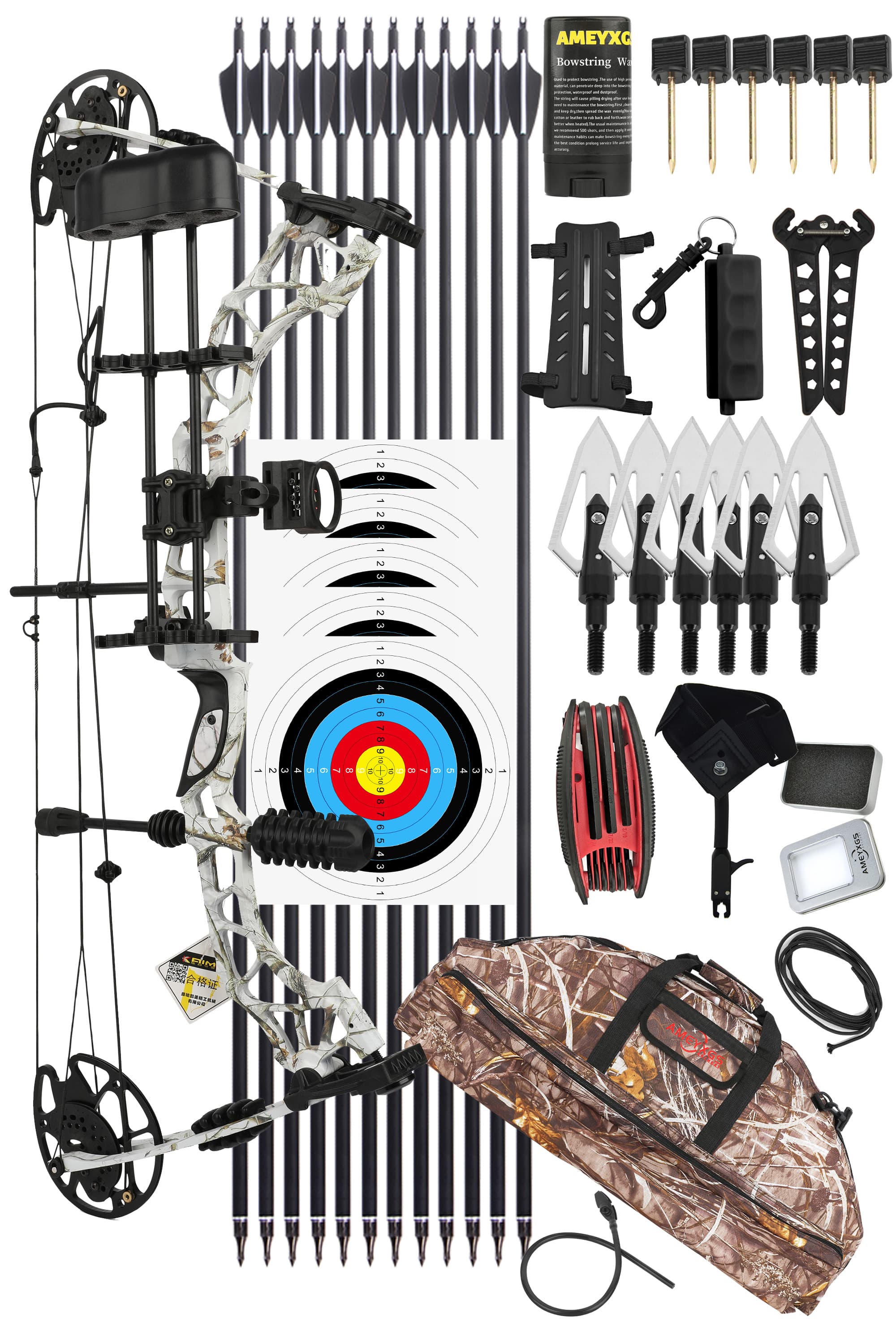 KAIMEI QIN Compound Bow Arrows Kit Hunting 30-70lbs Adjustable 