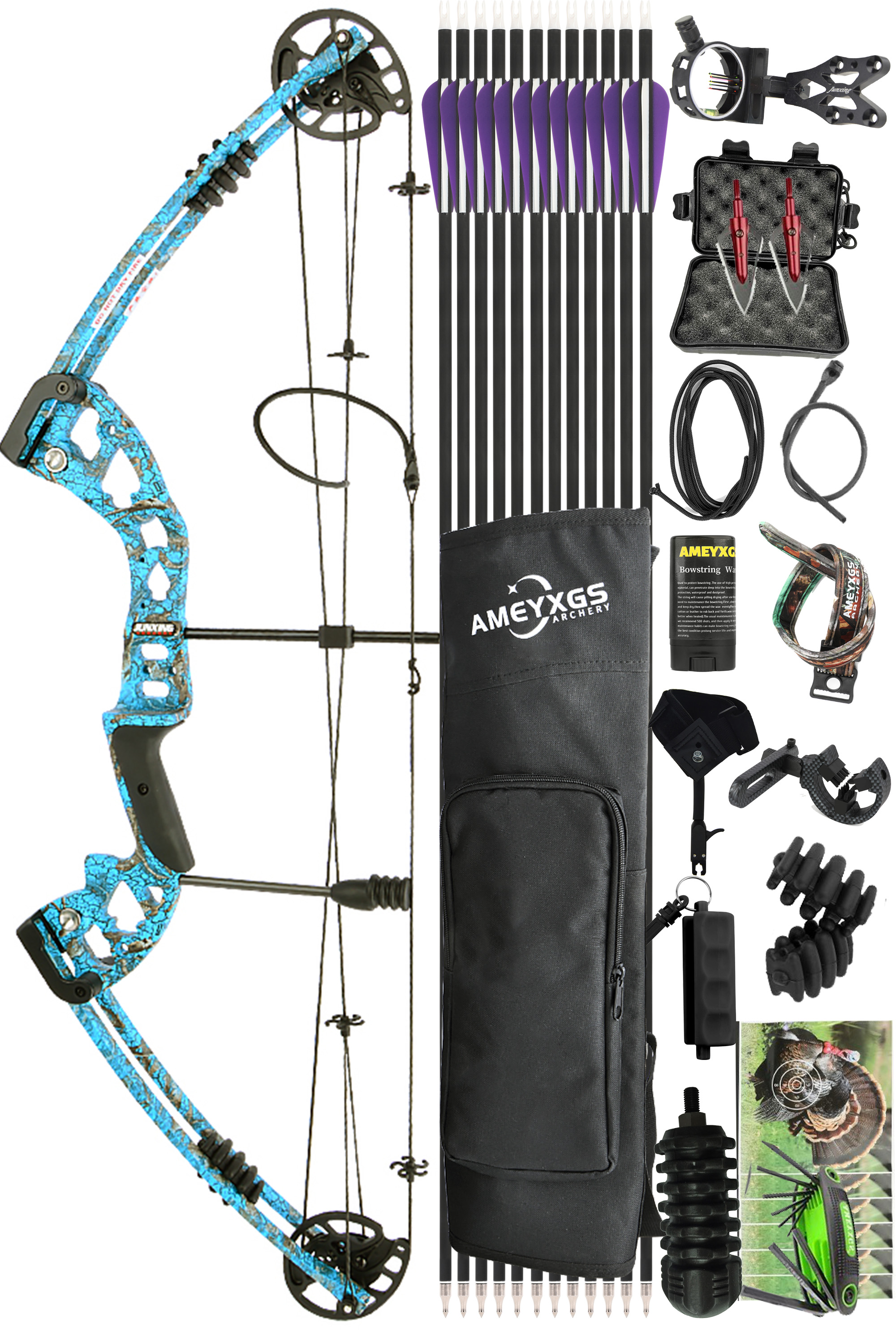 JUNXING M131 30-55Lbs Adjustable Hunting Compound Bow Set