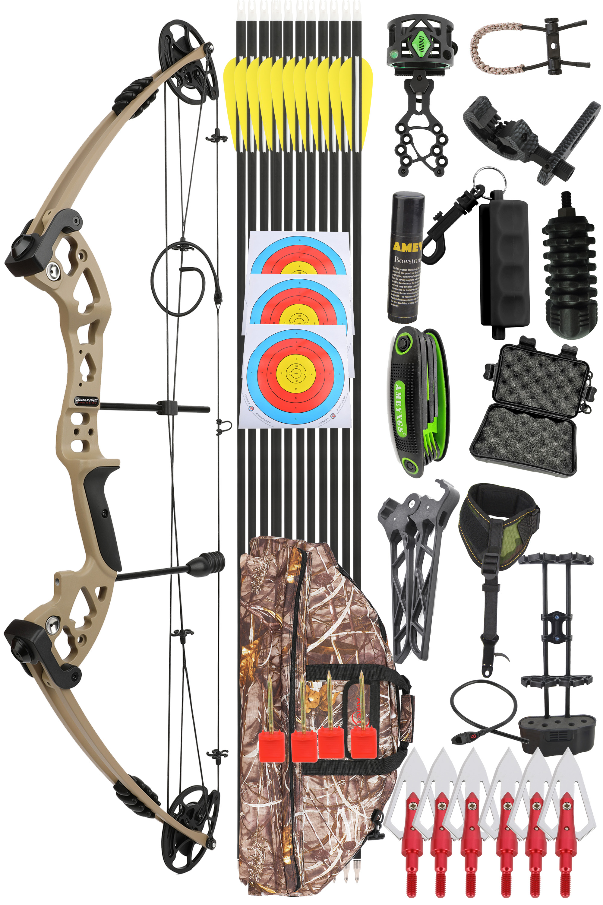 JUNXING M131 30-55Lbs Adjustable Hunting Compound Bow Set
