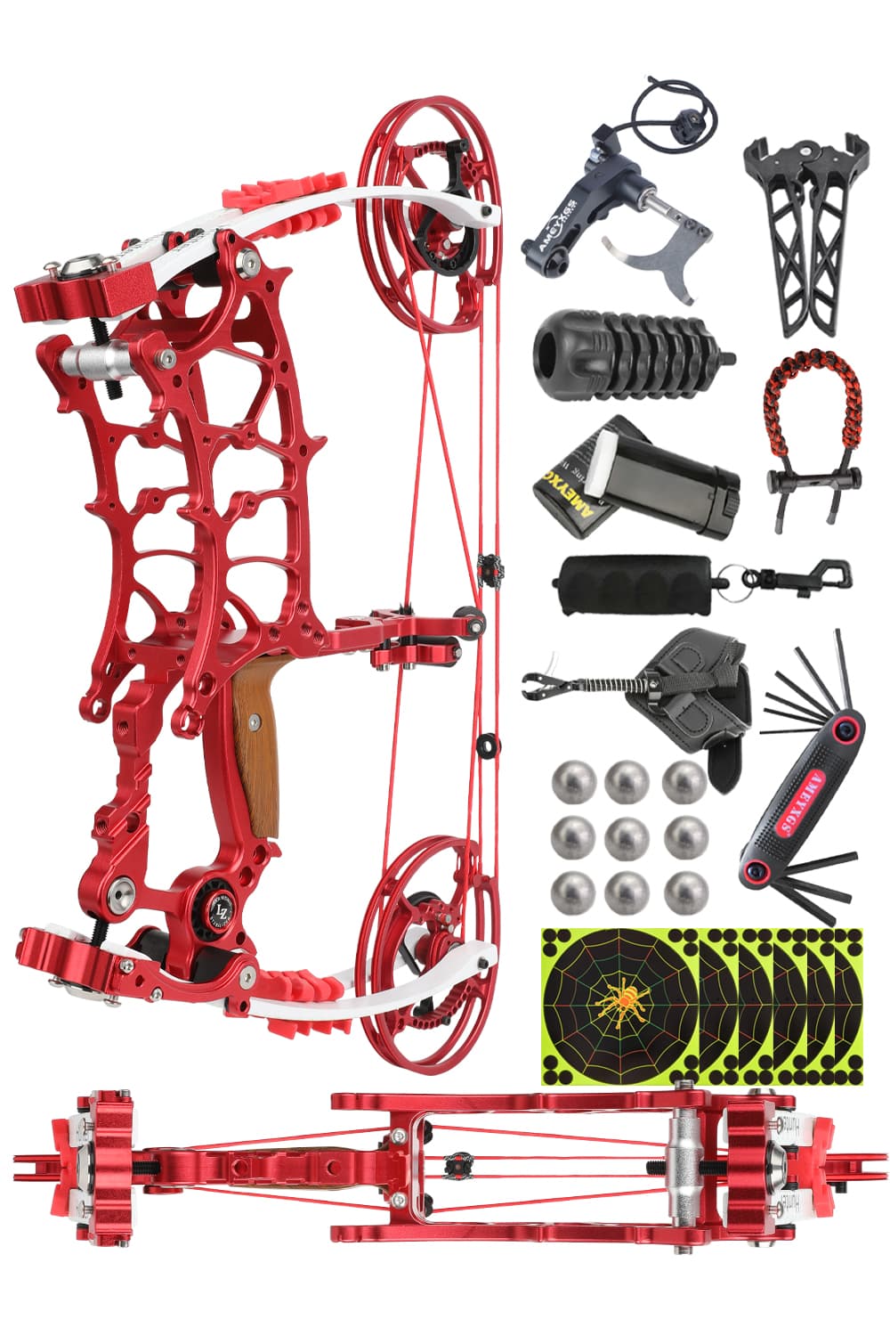  Archery 17" 30-75Lbs Steel Ball Compound Bow Set RH LH