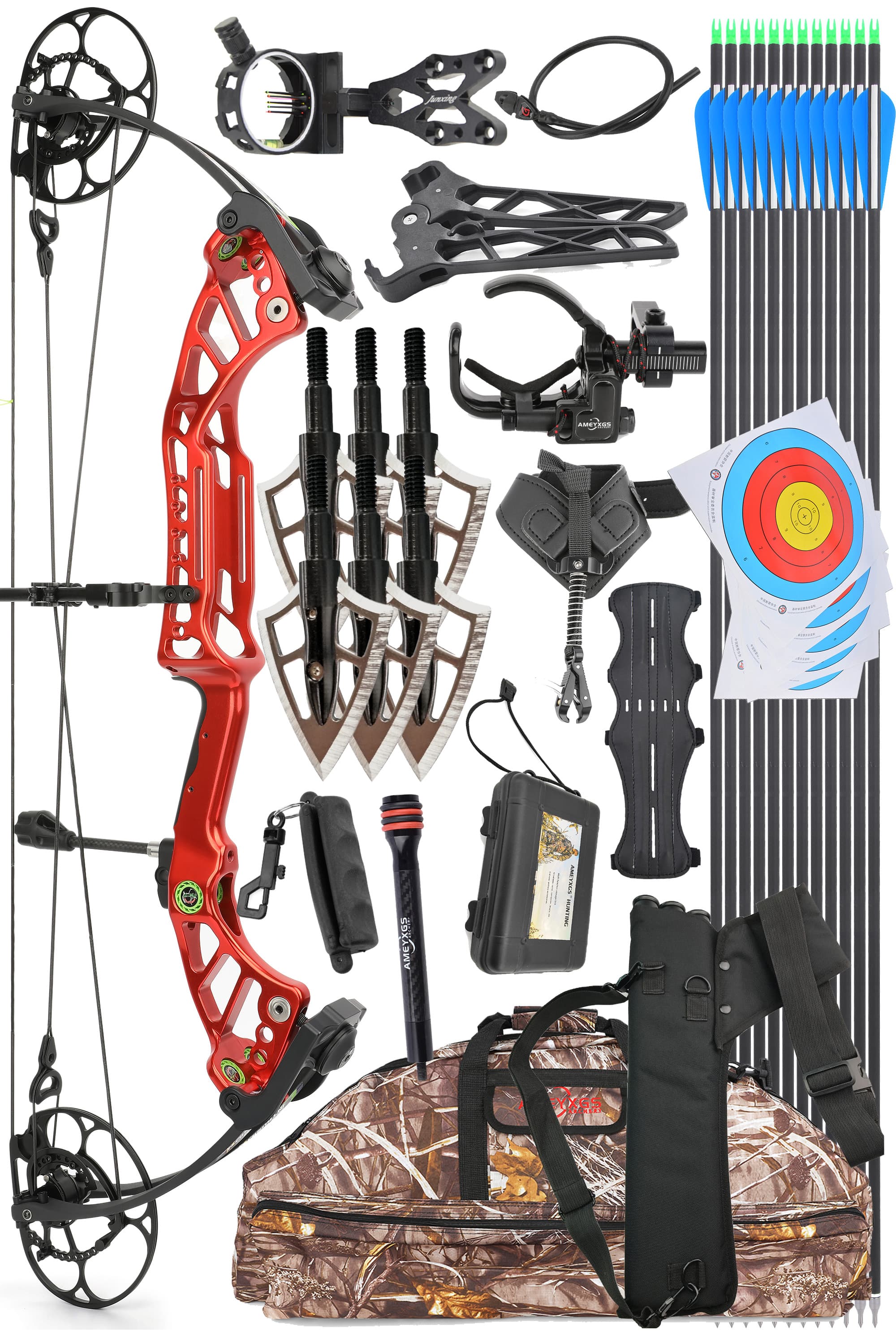 LOKE Archery Compound Bow Set (Red) with 85% Let-Off Hollow Body