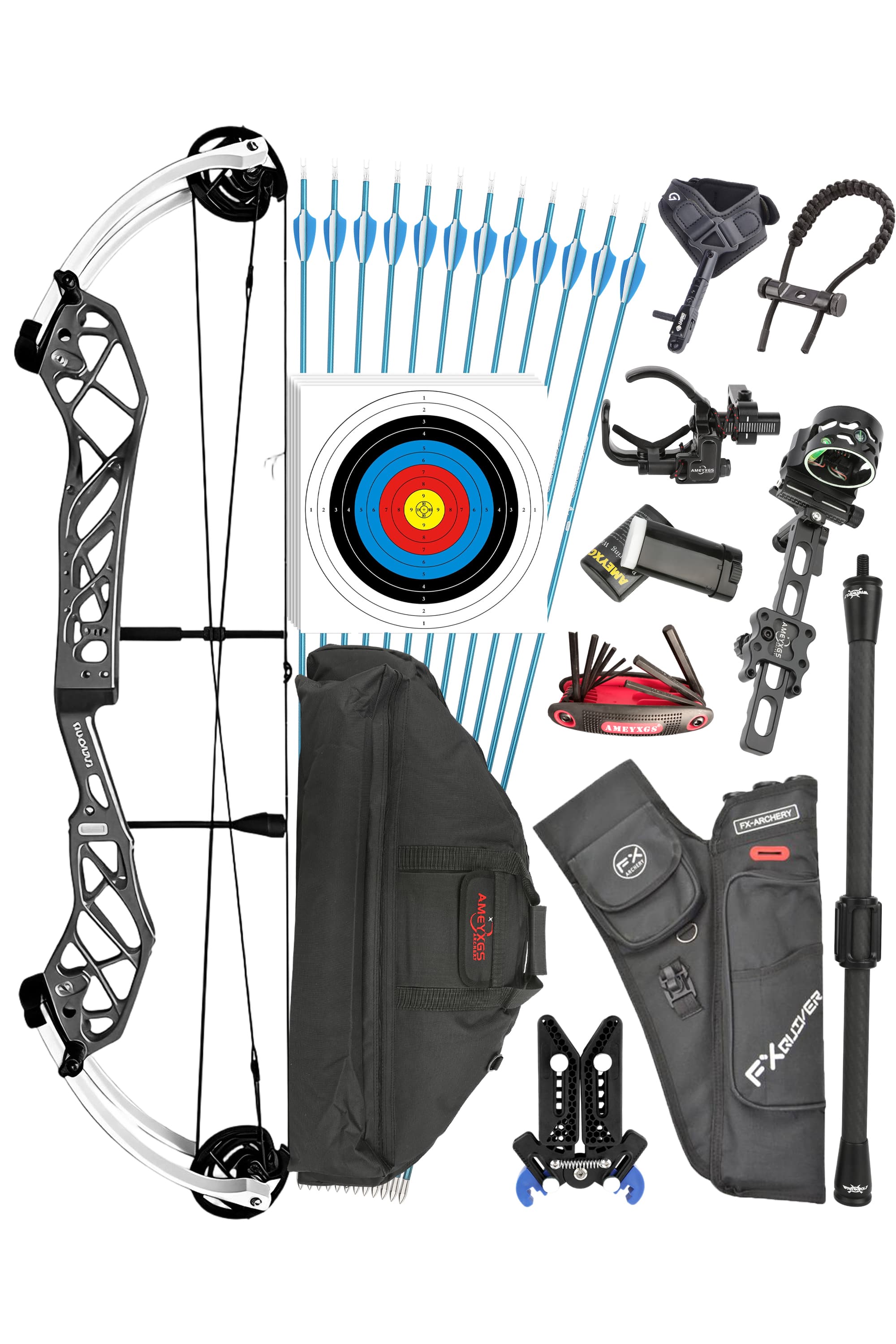 PANDARUS 50-60lbs Archery Compound Bow Set Shooting Target RH