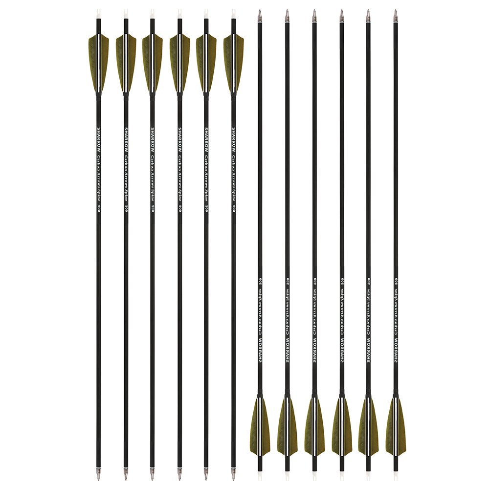 12pcs Spine 500 Mixed Carbon Arrows 30" Complete Set with Cross-Star Arrowheads