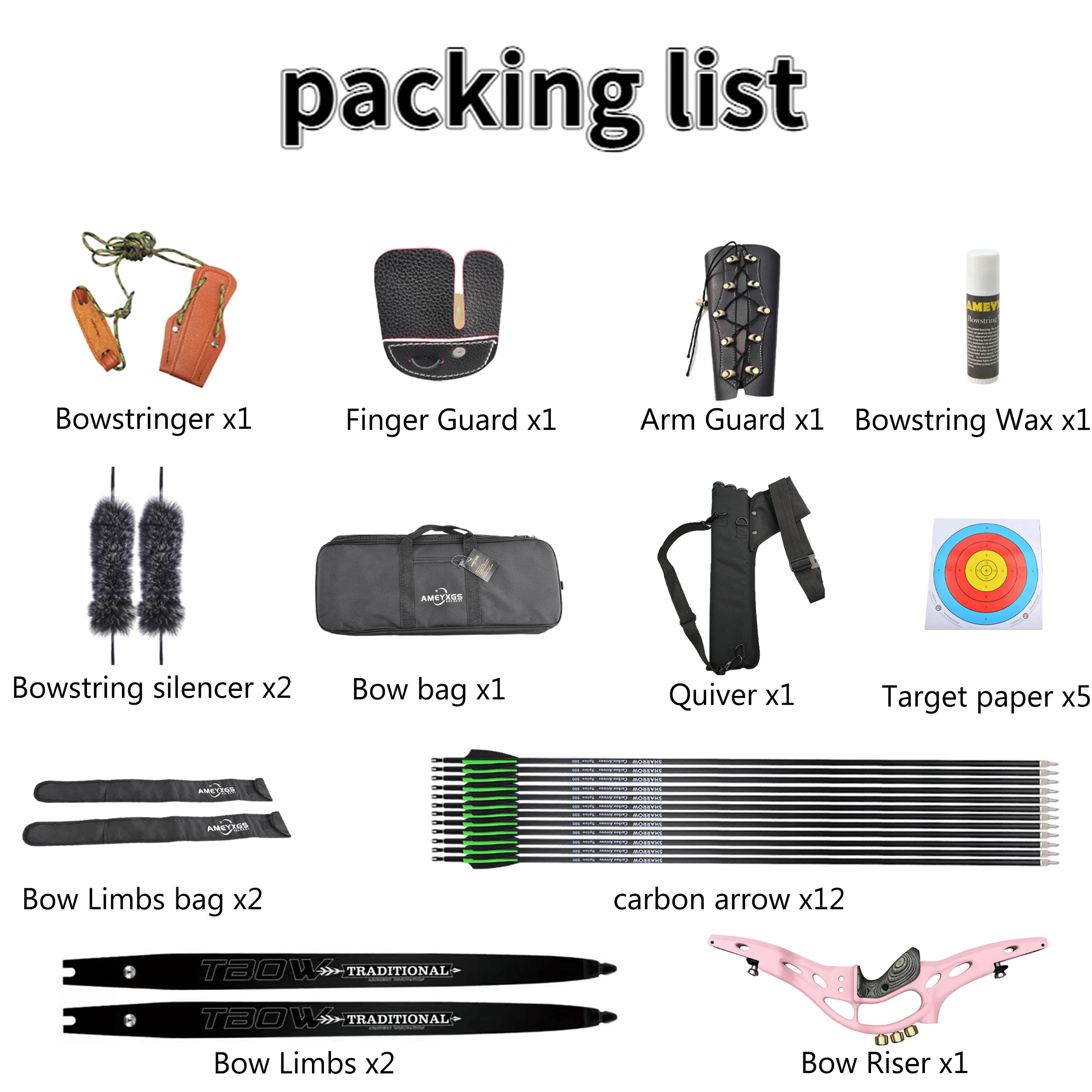 Tbow 30-60Lbs Takedown ILF Hunting Recurve Bow Set