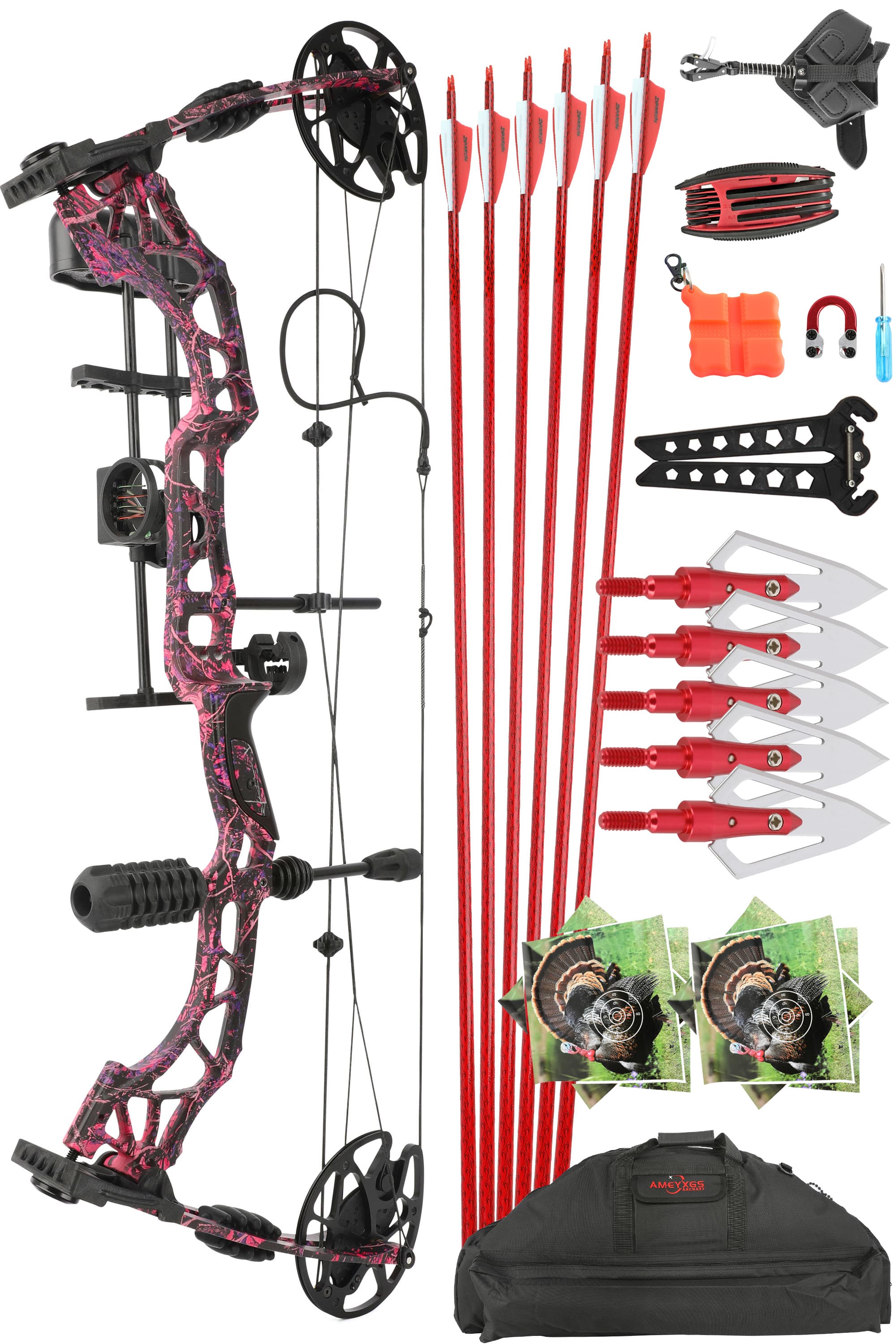 KAIMEI QIN Compound Bow Arrows Kit Hunting 30-70lbs Adjustable 