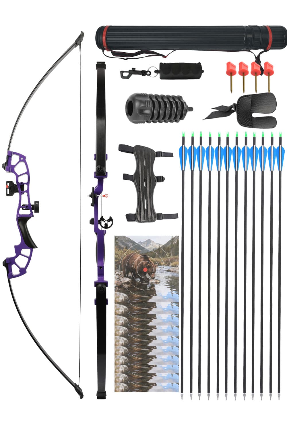 52" Straight Recurve Archery Bow 30–50lbs Shooting Kit