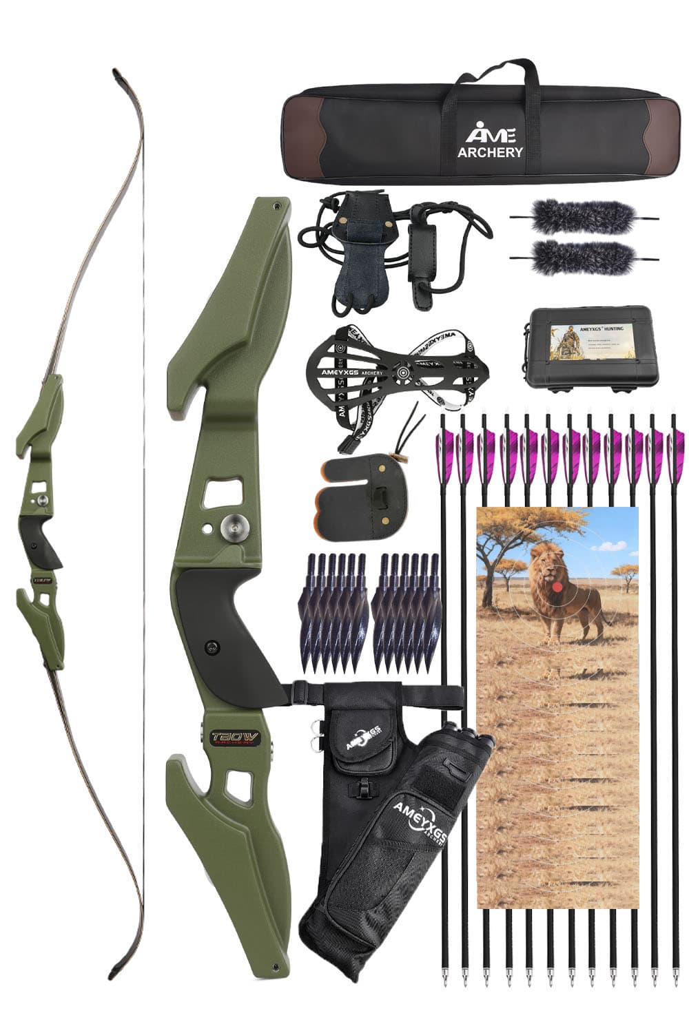 Junxing B3 ILF Recurve Bow CNC 25-65 lbs Complete Hunting & Target Kit