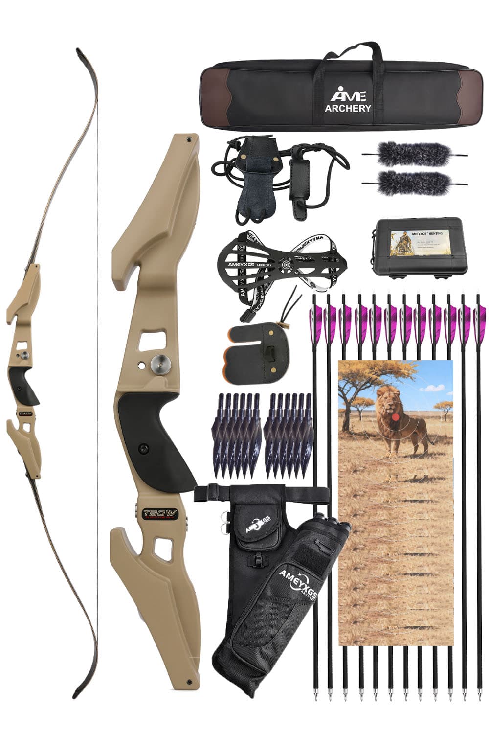 Junxing B3 ILF Recurve Bow CNC 25-65 lbs Complete Hunting & Target Kit