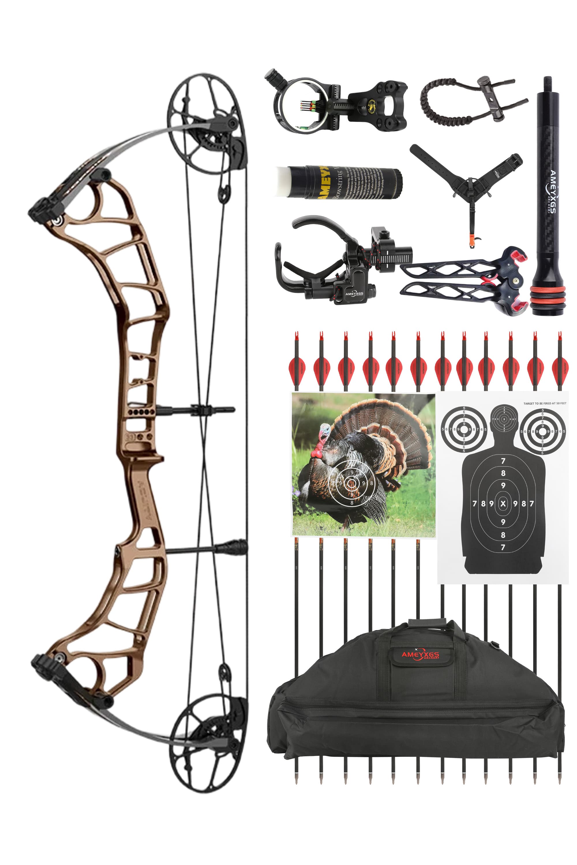 50-60lbs Compound Bow Set IBO 344FPS Archery Target