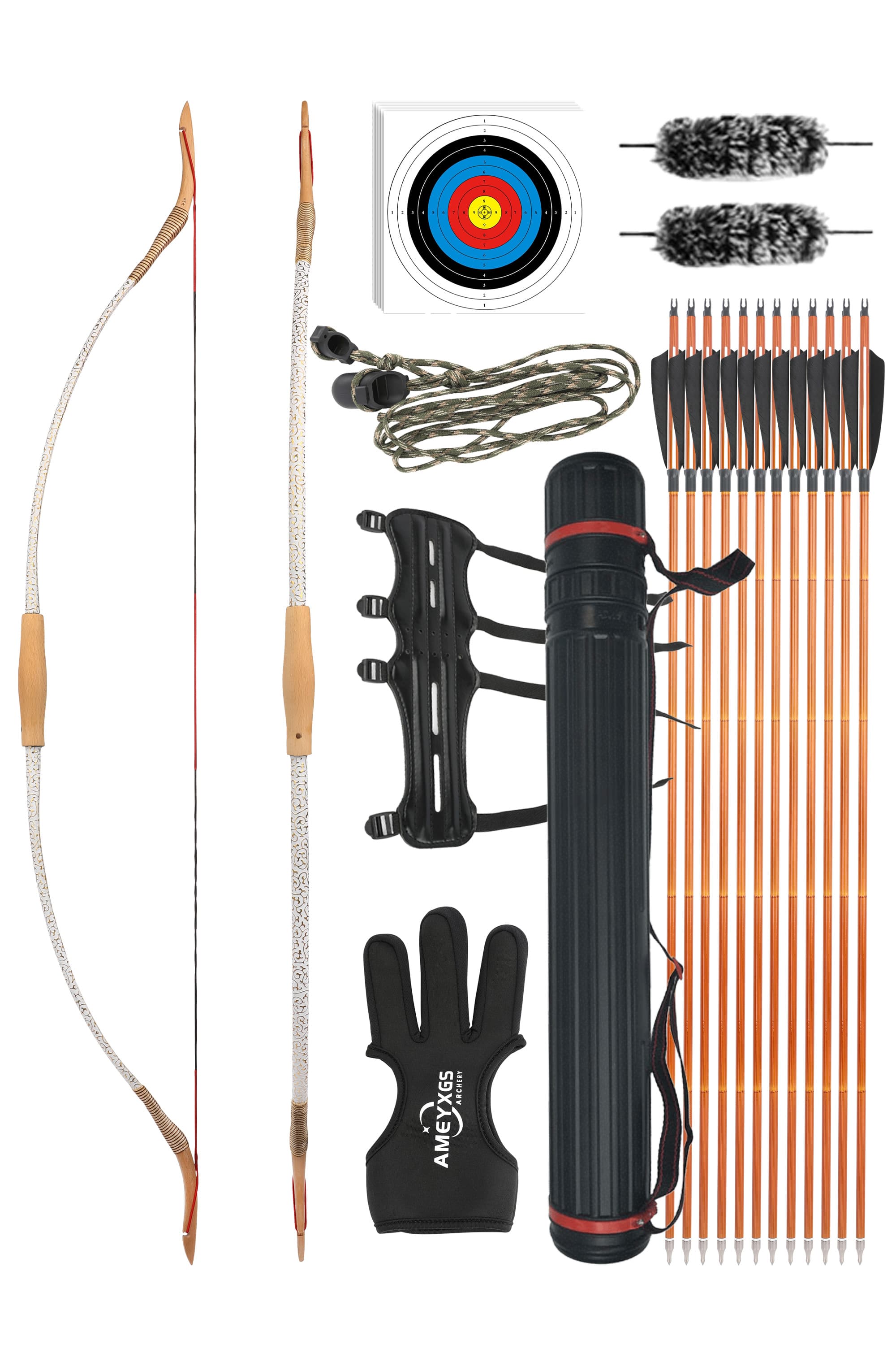 Archery 53" Traditional Bow Set 20-40lbs Takedown RH LH