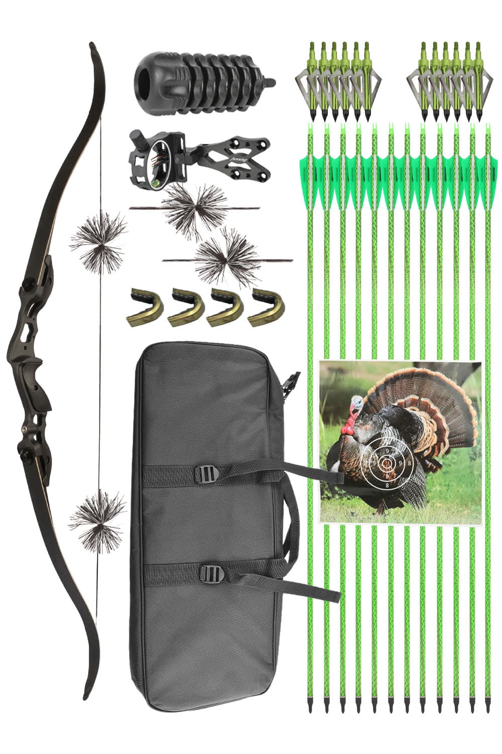 Junxing F185 30-60Lbs Archery Hunting Recurve Bow Arrows Set