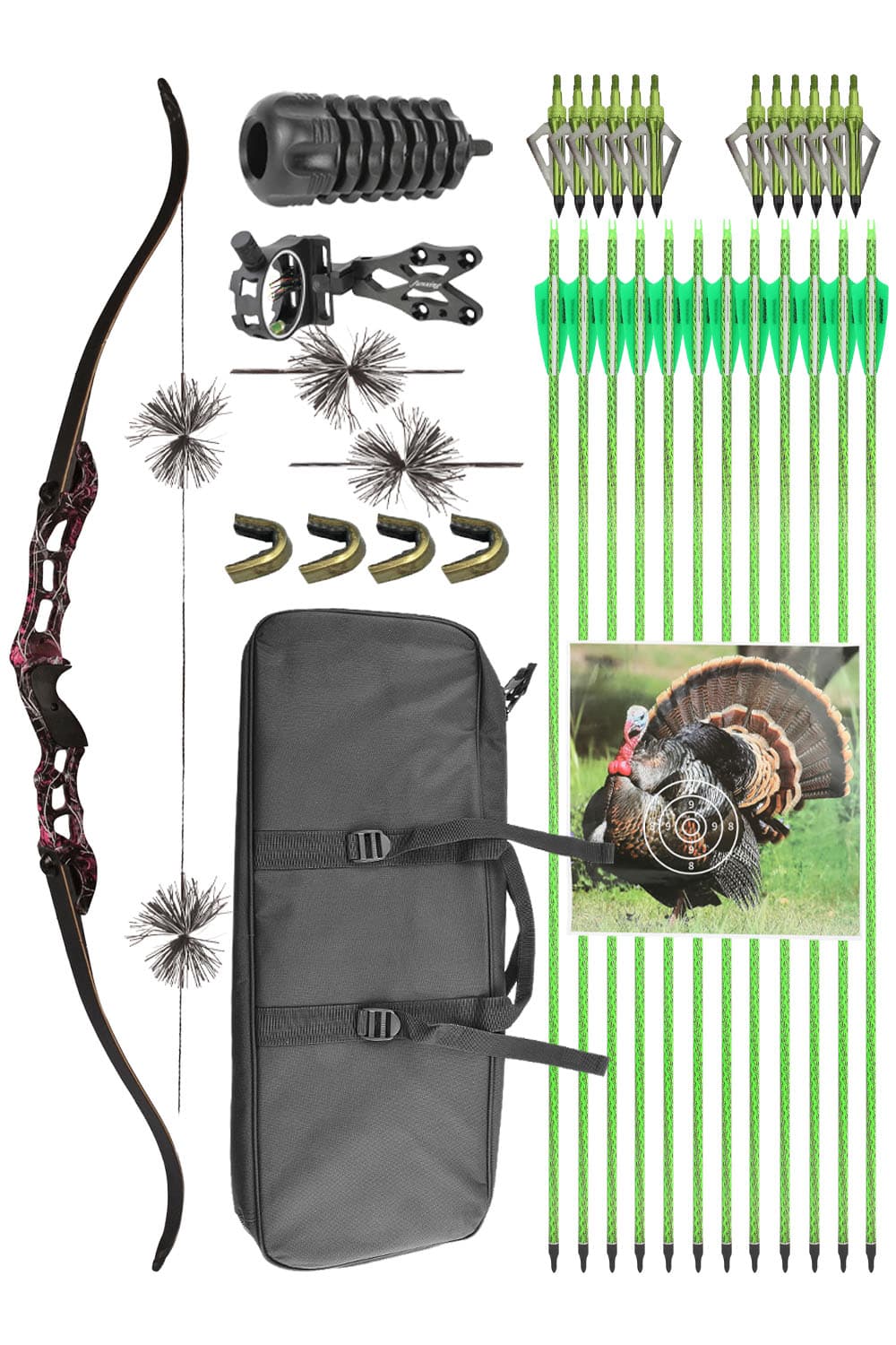 Junxing F185 30-60Lbs Archery Hunting Recurve Bow Arrows Set