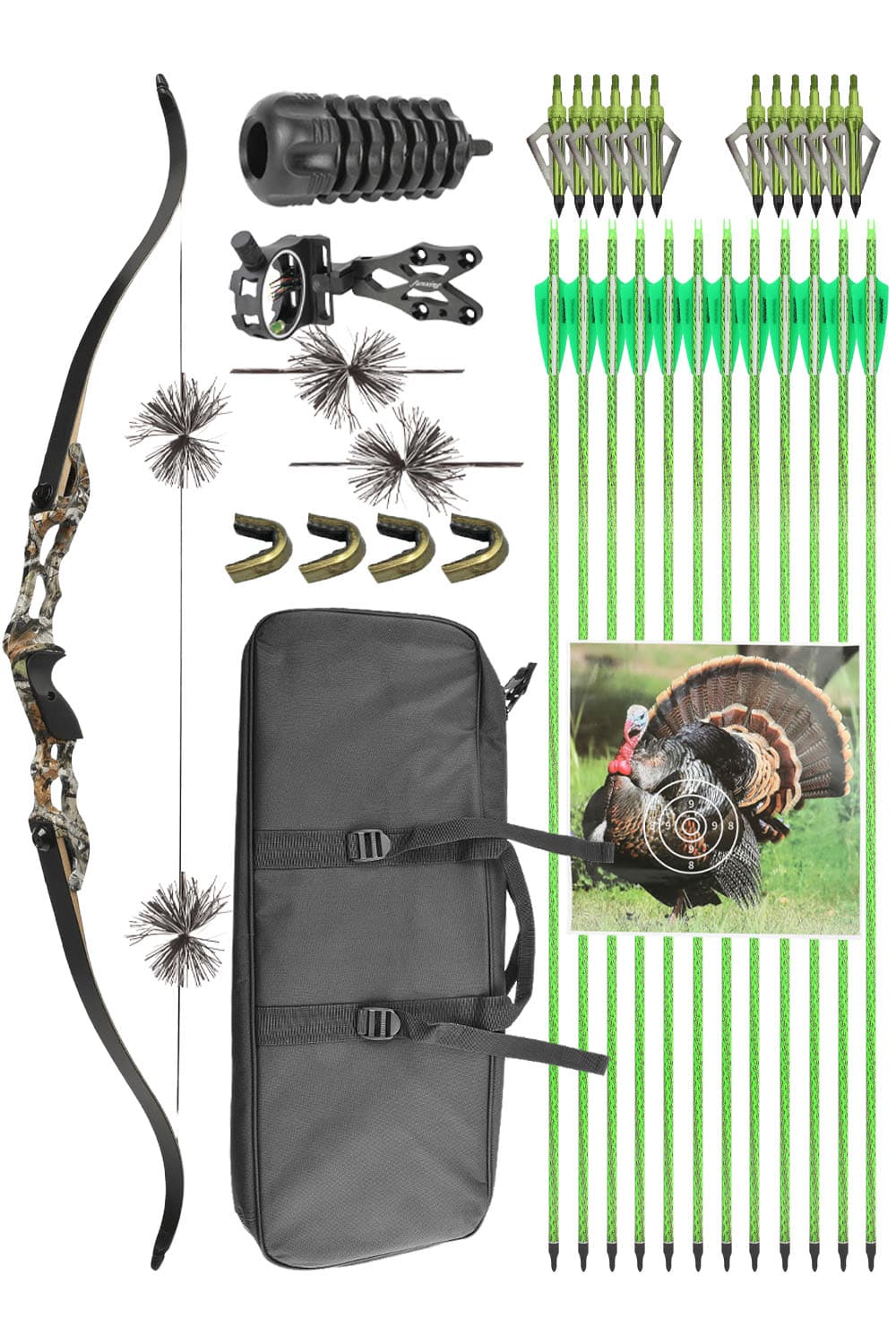 Junxing F185 30-60Lbs Archery Hunting Recurve Bow Arrows Set